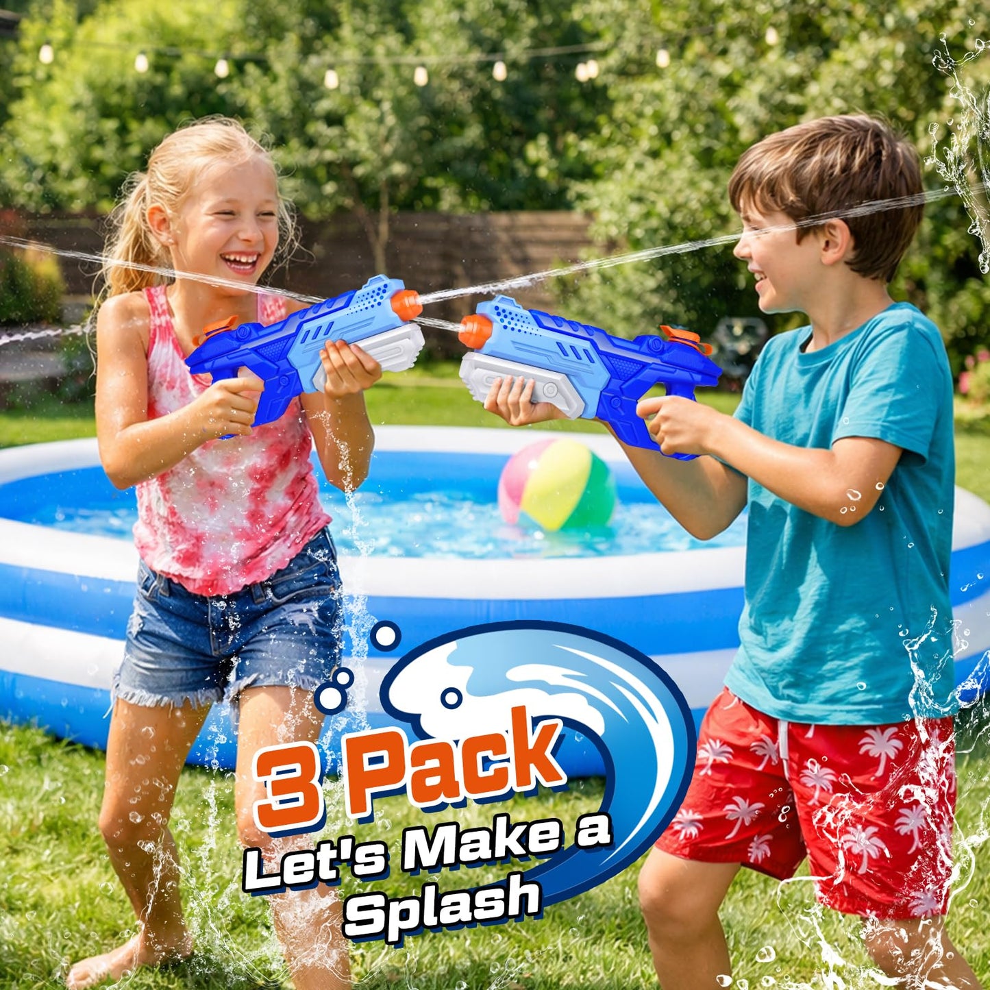 Water Guns for Kids, 3 Pack Super Water Blaster Soaker Squirt Guns 600CC High Capacity Summer Swimming Pool Beach Party Favors Water Outdoor Fighting Toy for Kids Adults Boy Girl 🍁 All In One Marketplace Canada