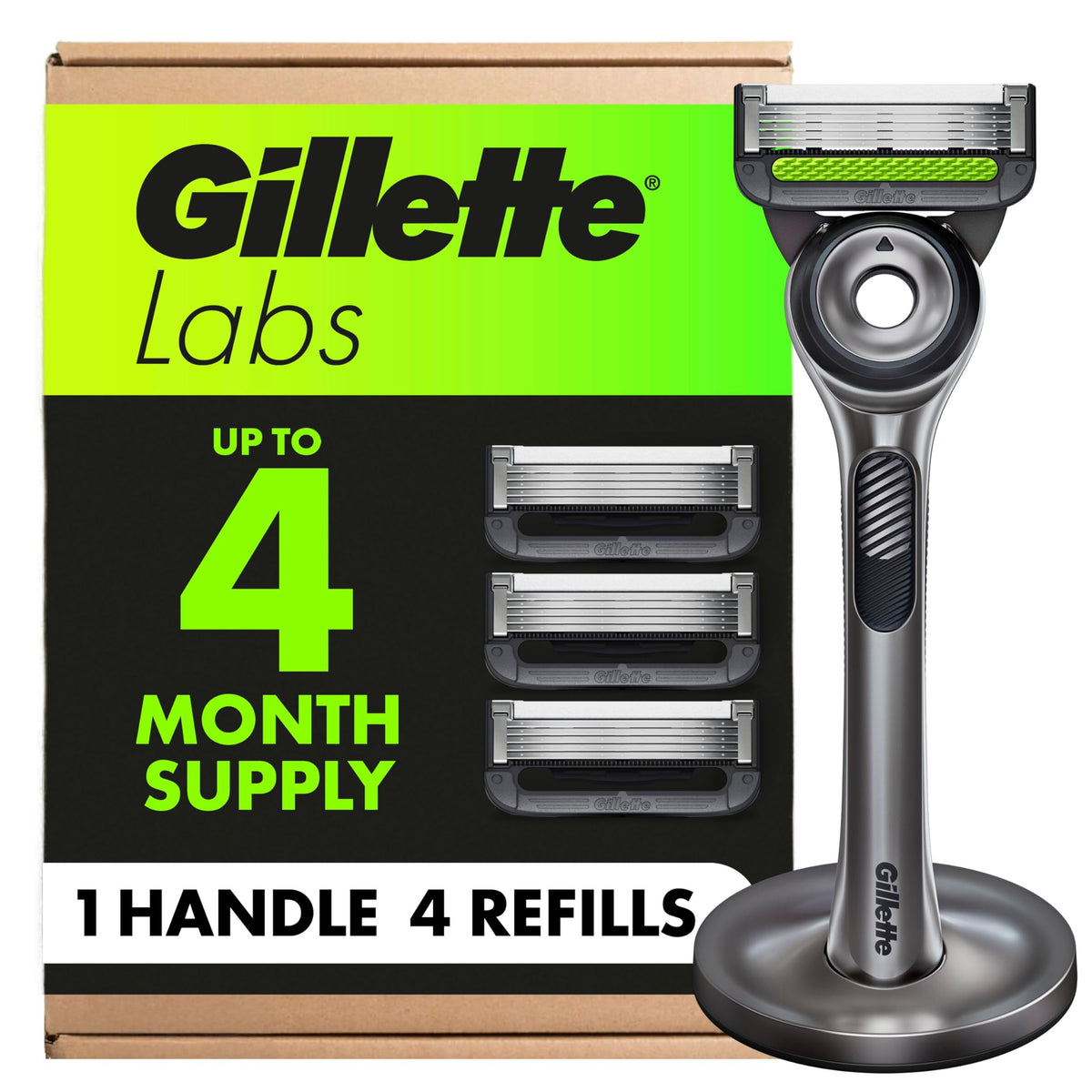 Gillette Razor Blades for Men, Gillette Labs Exfoliating Razors 5-Blade, 1 Handle + 4 Refill + Premium Magnetic Stand 🍁 All In One Marketplace Canada