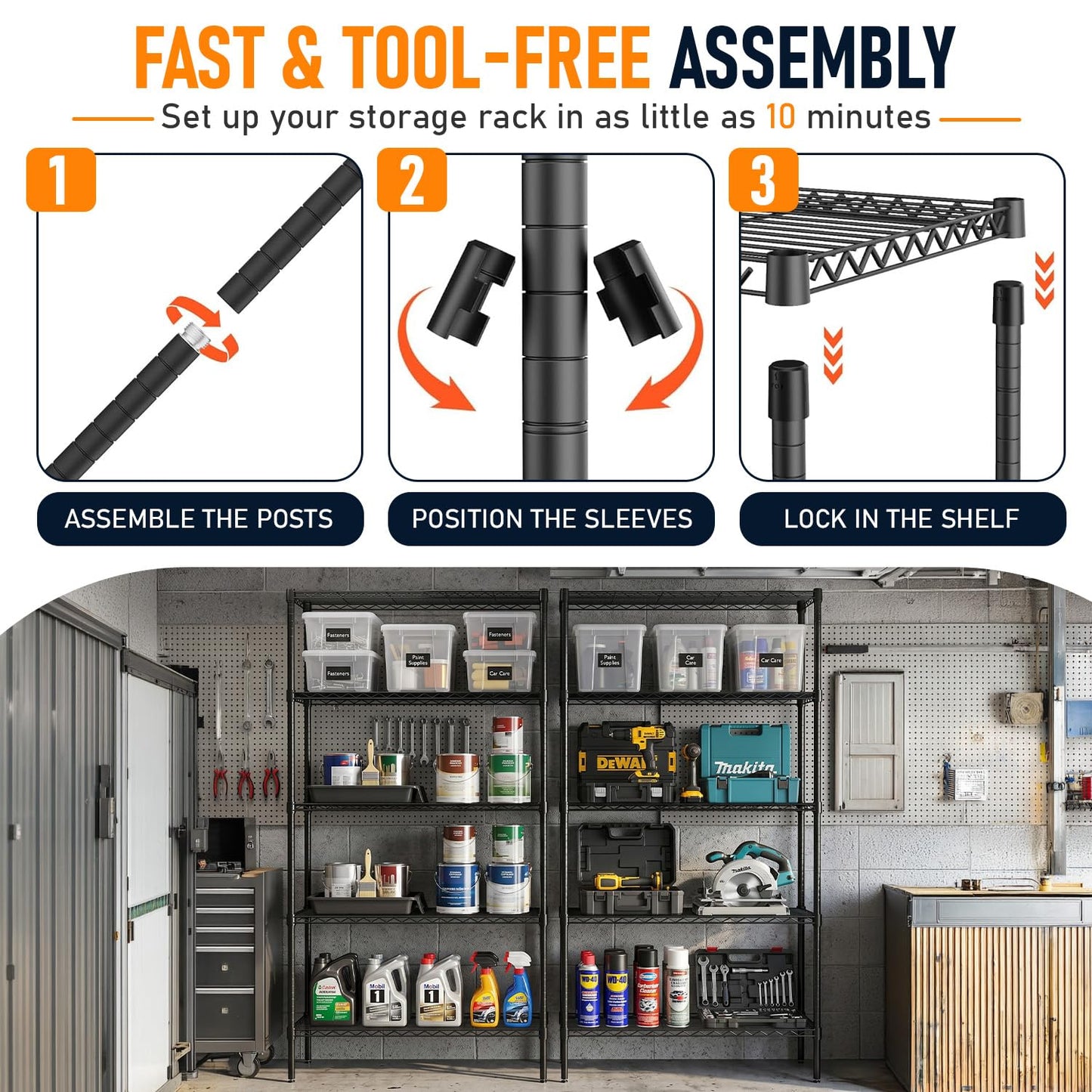 FDW Storage Shelves,Wire Shelving Unit Metal Shelves Heavy Duty Layer Rack Storage Rack Adjustable Utility (Black, 36"x 14"x 72") 🍁 All In One Marketplace Canada