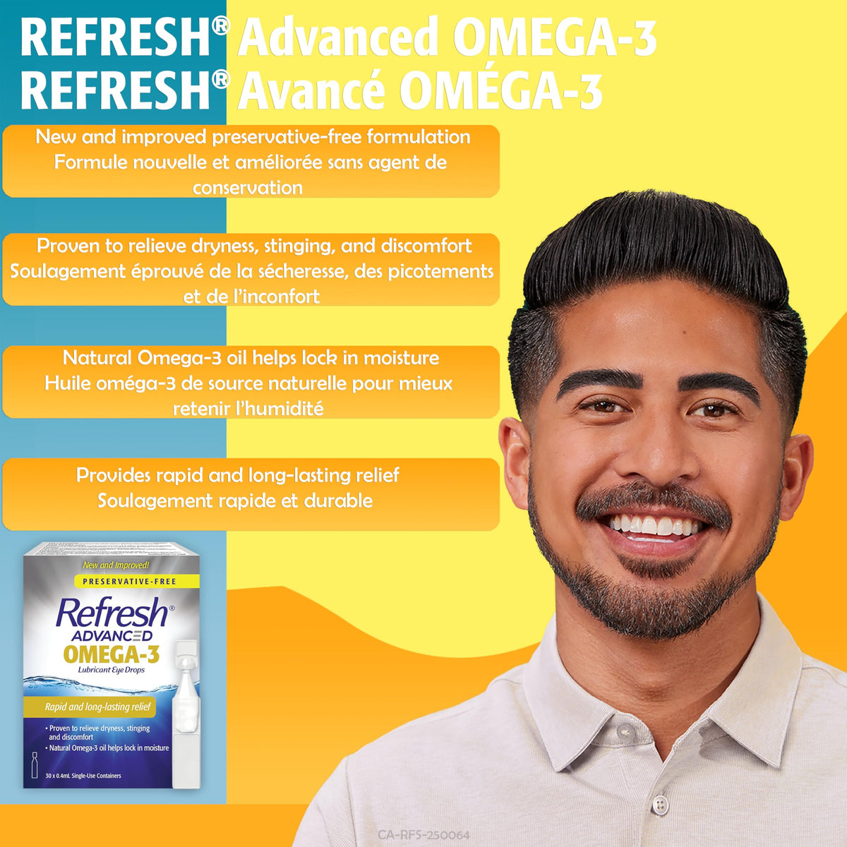 Refresh Advanced Omega-3 Lubricant Eye Drops – Preservative-Free, Natural Omega-3 Oil for Long-Lasting Dry Eye Relief – 30 Single-Use Containers (0.4ml Each) - Total 12 mL 🍁 All In One Marketplace Canada