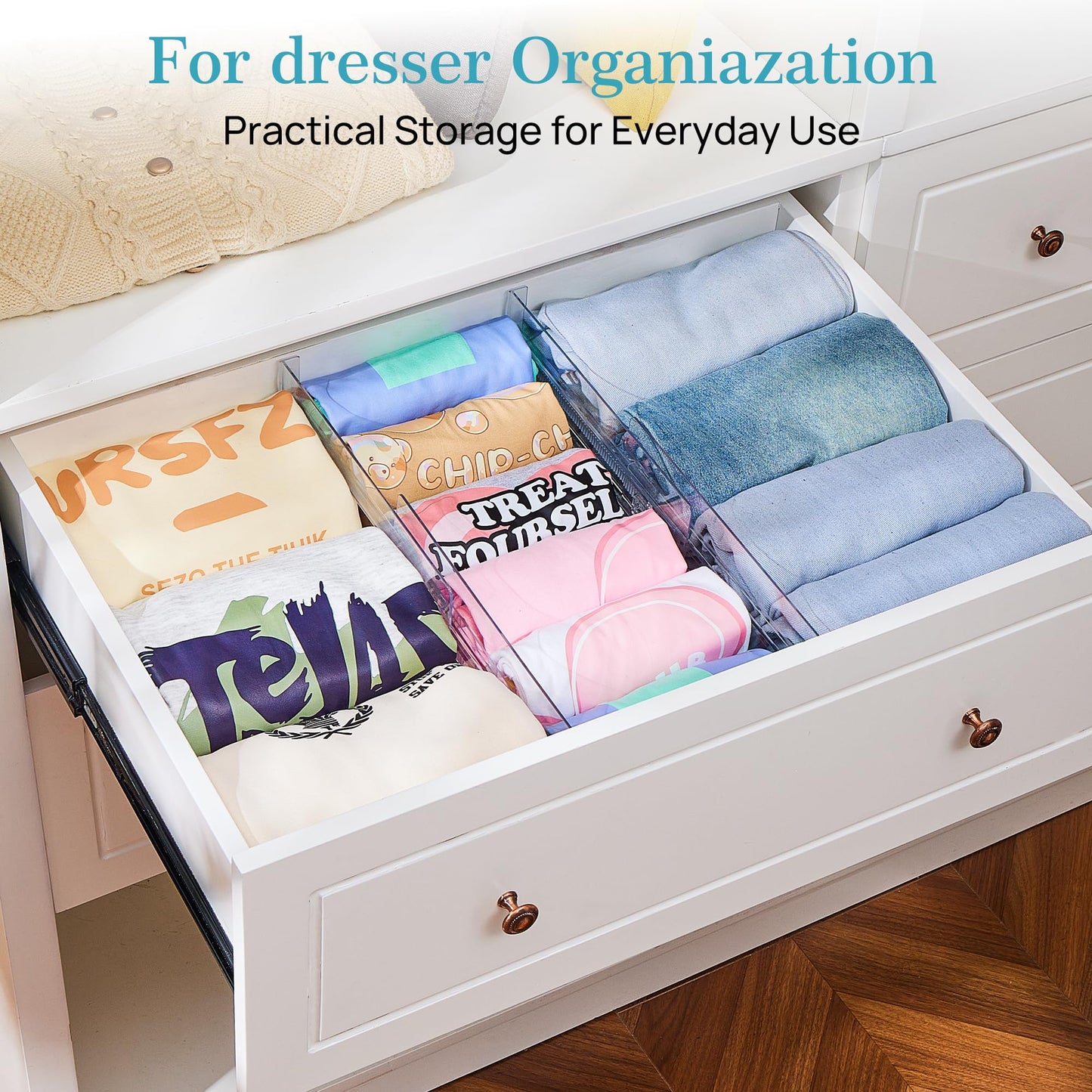 Vtopmart 8 Pack Drawer Dividers for Clothes, Adjustable 4" High Expandable from 10.2"-16.5" Dresser Drawer Organizer, Clear Plastic Dresser Organizer for Baby Clothes, Underwear, Socks 🍁 All In One Marketplace Canada