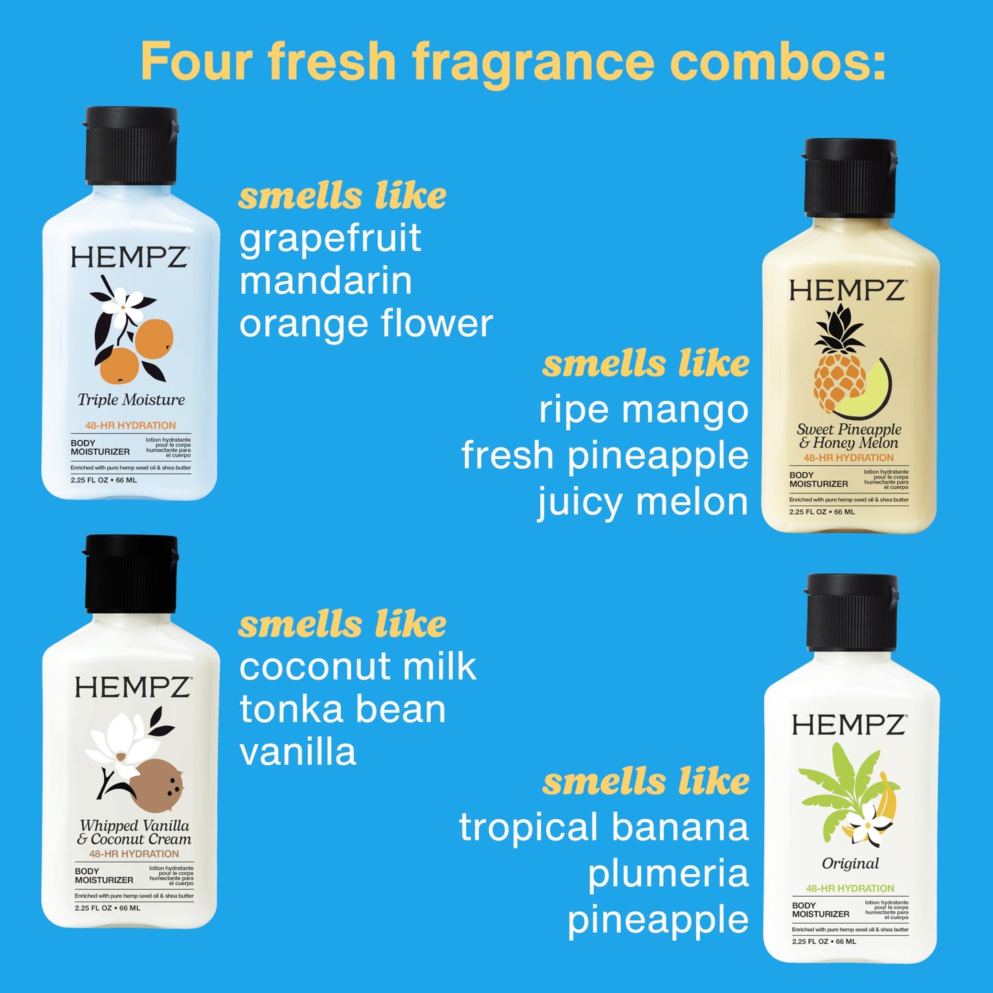 Hempz Mini Moisturizer Kit, Hydration Lotion Set, four piece pack, 2.25 oz 🍁 All In One Marketplace Canada