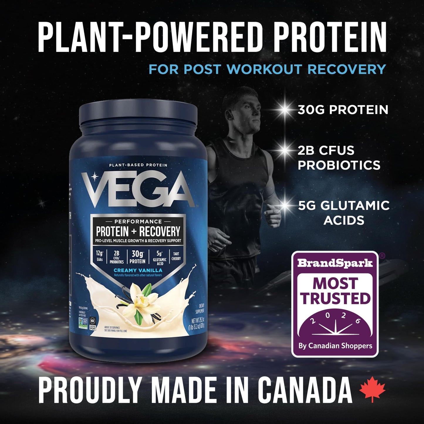 Vega Protein + Recovery, Vanilla – 30g Vegan Protein, Dairy & Gluten Free, Probiotics, NSF Certified, 830 g (20 Servings) 🍁 All In One Marketplace Canada