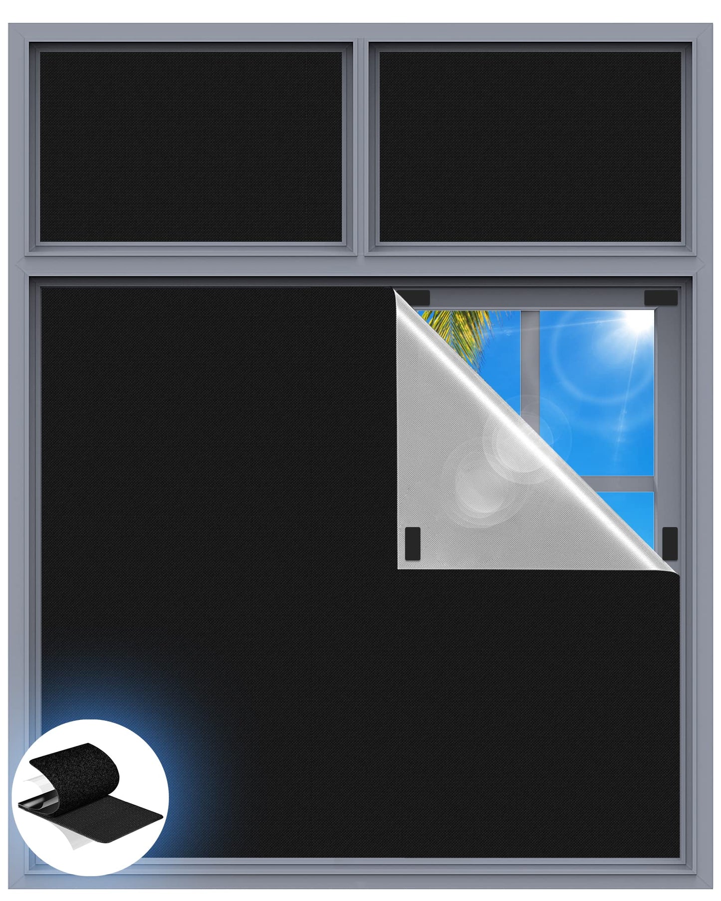 Blackout Curtains for Bedroom, 70" x 58" Portable Blackout Blinds with 20 Sets Hook & Loop Strips for 100% Black-out Window Film, Temporary Black Out Shades for Windows Cover Nursery Travel RV- Blacks 🍁 All In One Marketplace Canada