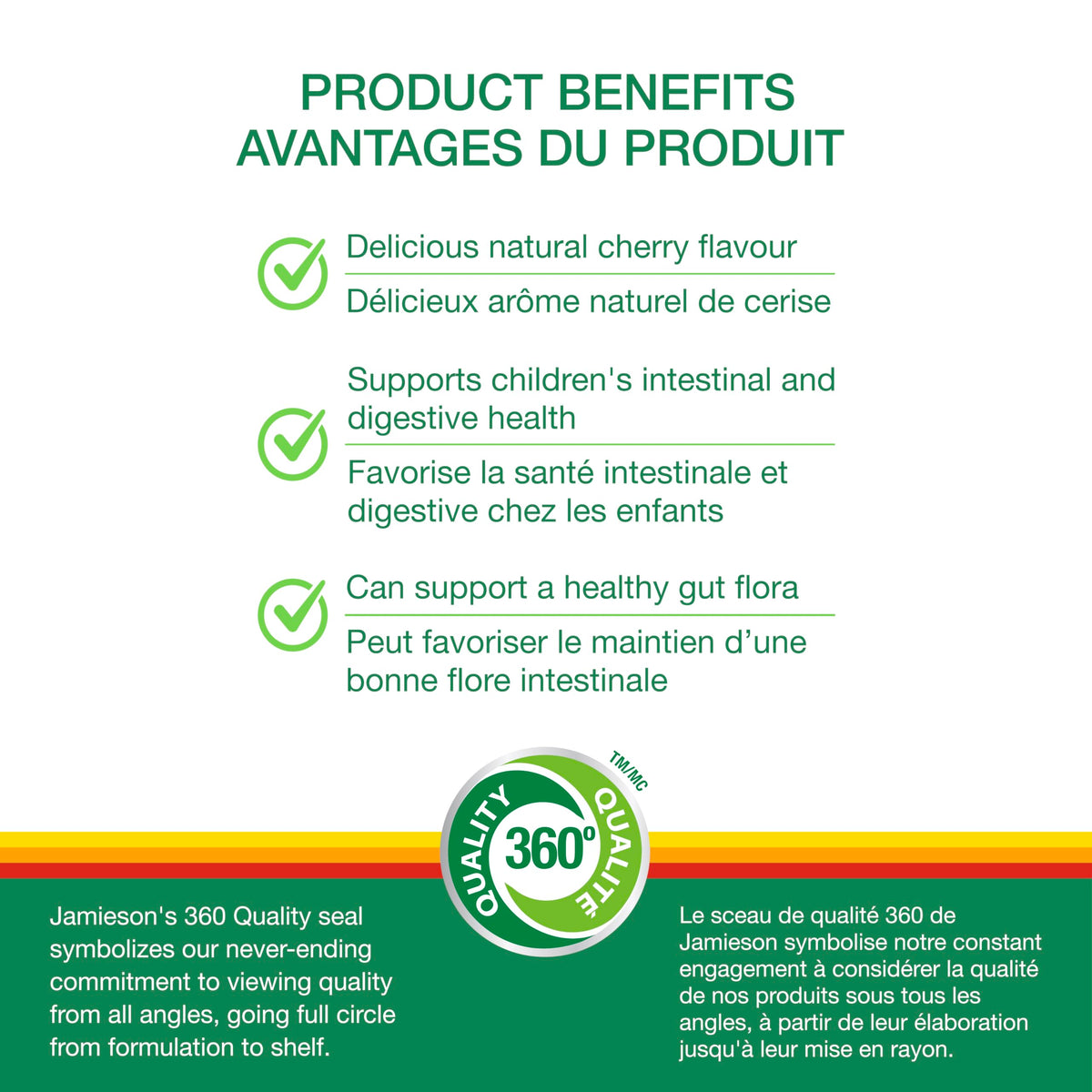 Jamieson Probiotic for Kids, 60 Chewable Tablets, 5 Billion CFU, Natural Cherry Flavour, Digestive and Intestinal Health. Non-GMO, No Artificial Colours, Flavours, or Preservatives, 60 Count 🍁 All In One Marketplace Canada
