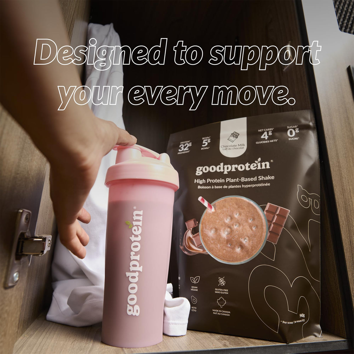 Good Protein – 32g Protein, Vegan High Protein Powder, 100% Natural, Non-GMO, Dairy-free, Gluten & Soy Free and No Added Sugar. Plant-Based Protein Shake (Chocolate Milk, 940 g) 🍁 All In One Marketplace Canada