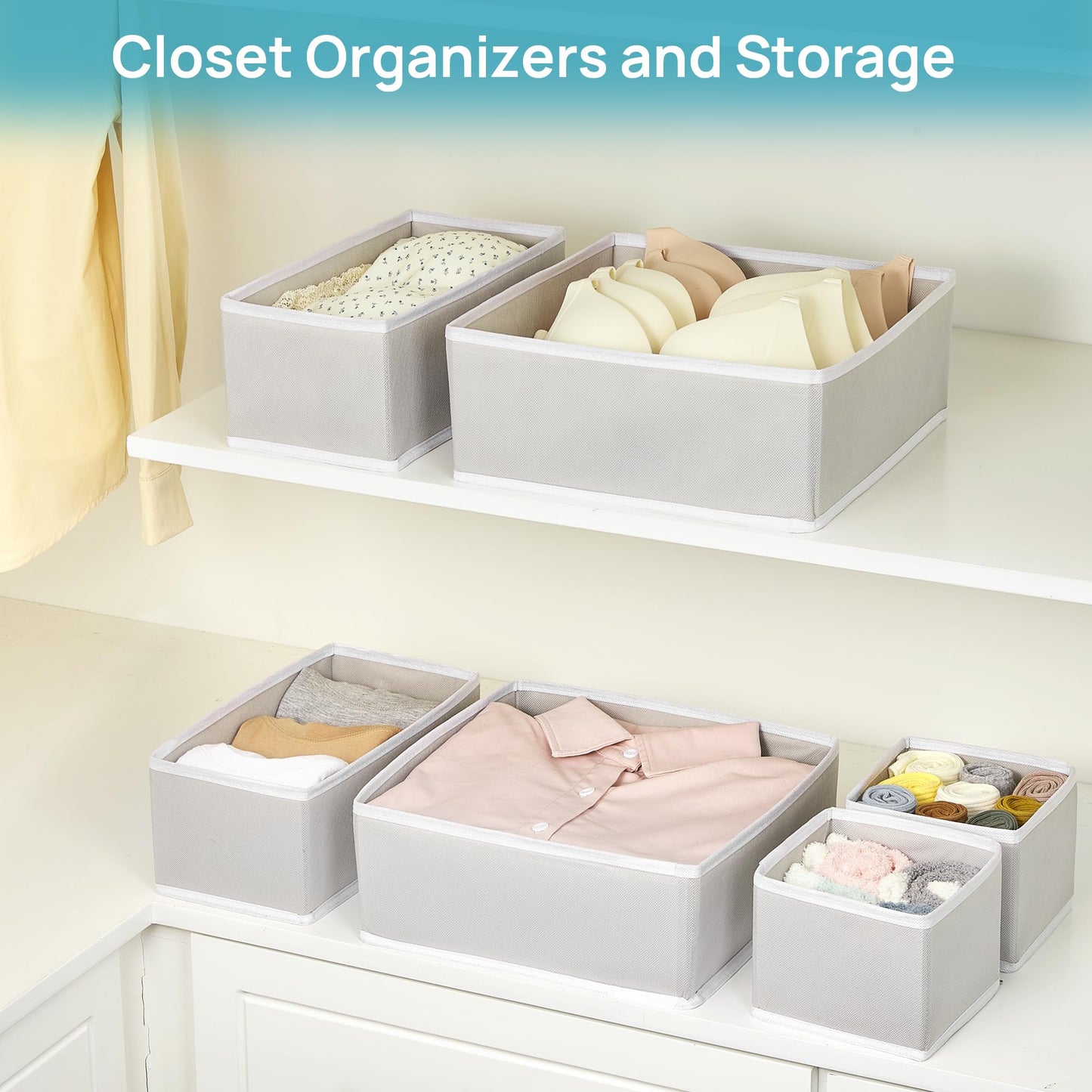 Vtopmart 12Pack Drawer Organizer for Clothes, Underwear Organizer Bins, Foldable Fabric Closet Storage Organization, Dresser Drawer Dividers for Baby Clothing, Bra, Socks, Ties, Scarf 🍁 All In One Marketplace Canada
