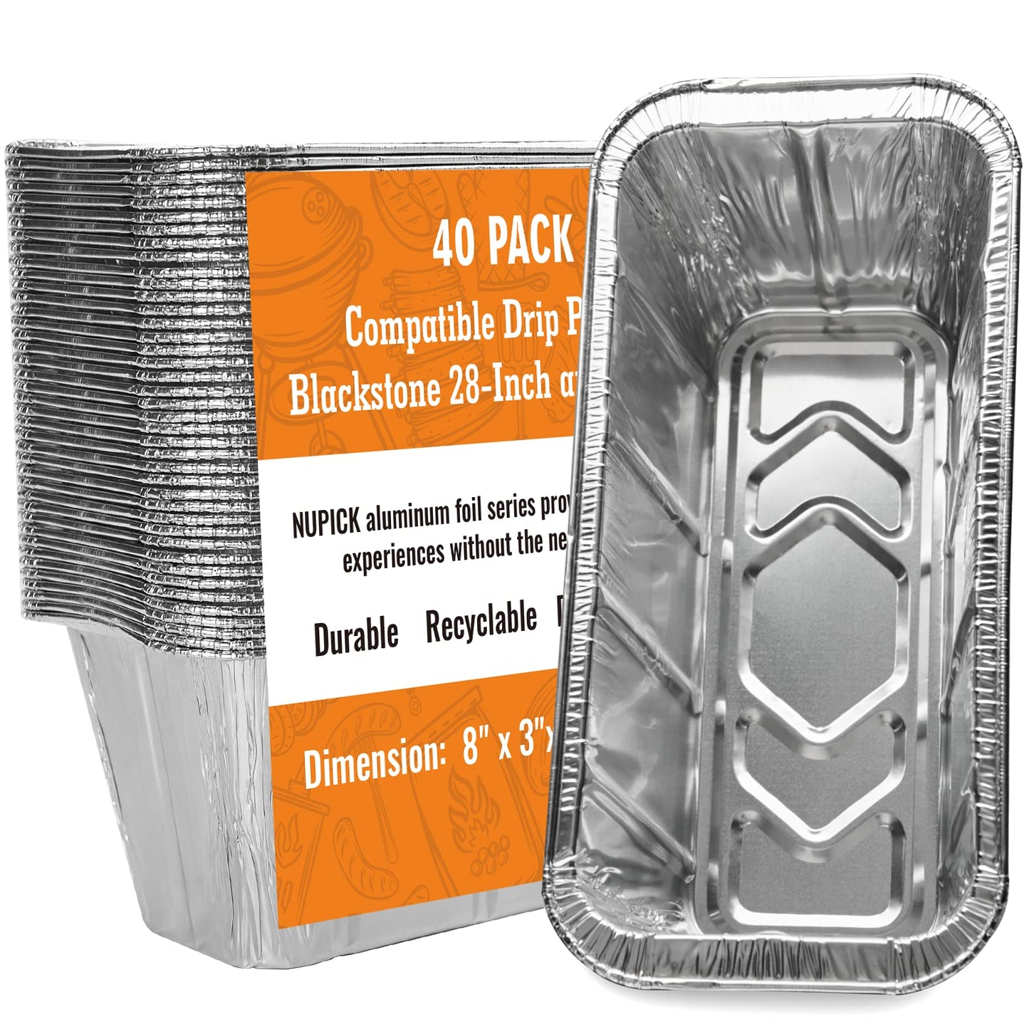 NUPICK 40 Pack Grease Cup Liners for Blackstone 17"/28"/36" Griddle, Drip Pan Liners for Blackstone 5017, Disposable Aluminum Foil Drip Pan Liner 🍁 All In One Marketplace Canada