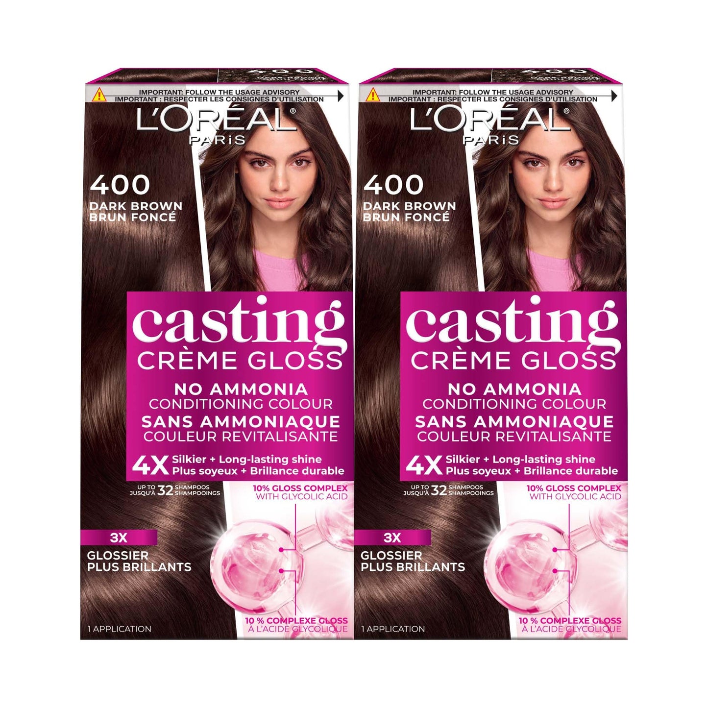 L'Oréal Paris Casting Crème Gloss Hair Dye, 400 Dark Brown, Semi permanent Hair Color with Hair Gloss, 1 Kit (Pack of 2) 🍁 All In One Marketplace Canada