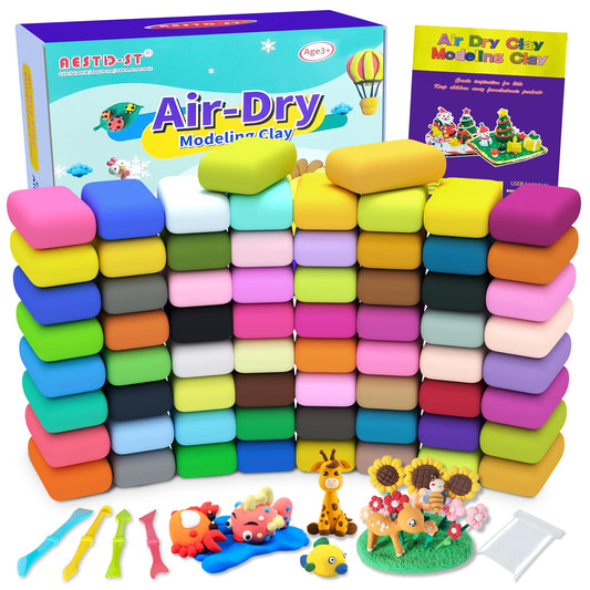 Aestd-ST Air Dry Clay 66 Colors, Modeling Clay for Kids, DIY Magic Clay, Molding Clay Kit with Sculpting Tools, Non-Sticky Soft and Super Light, Arts and Crafts Gift for Boys Girls Kids 🍁 All In One Marketplace Canada