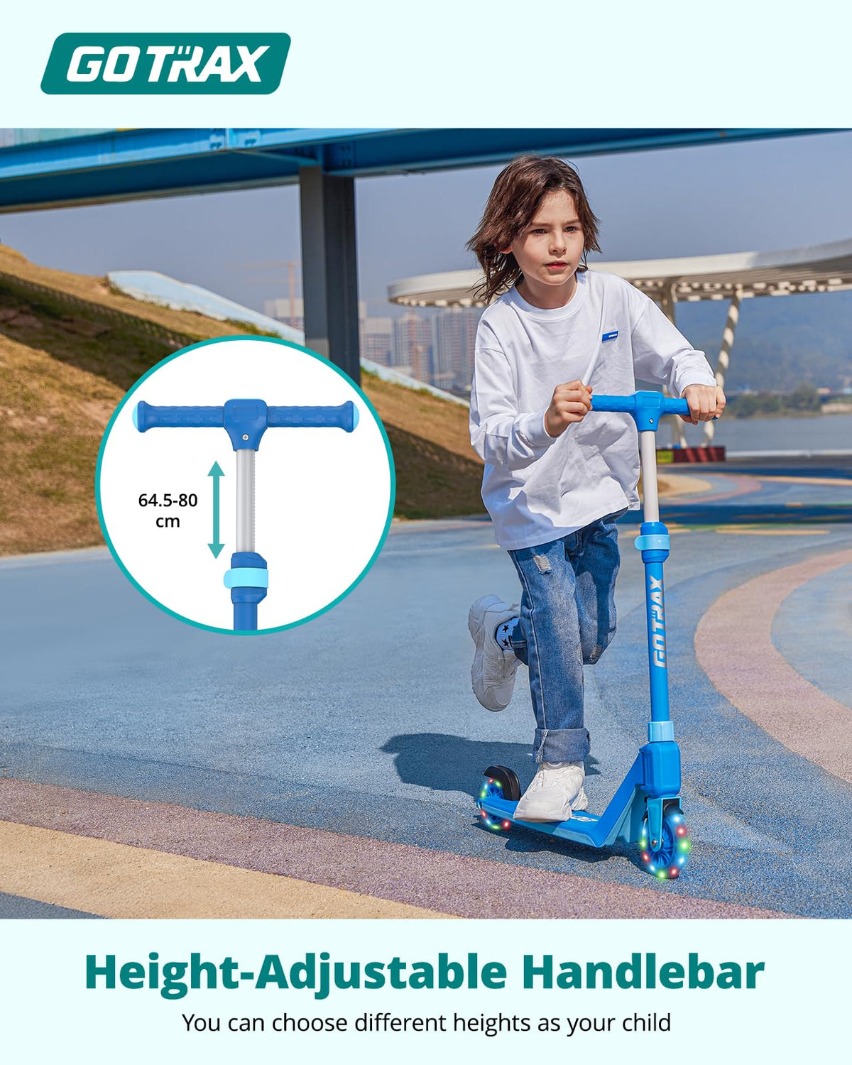 Gotrax K03 Kick Scooter for Kids, 5" LED Lighted Wheels and Adjustable Handlebars, Lightweight Design and Anti-Slip Deck, Max Load 110 Lbs, Kids Scooter for Boys & Girls Ages 3+ 🍁 All In One Marketplace Canada