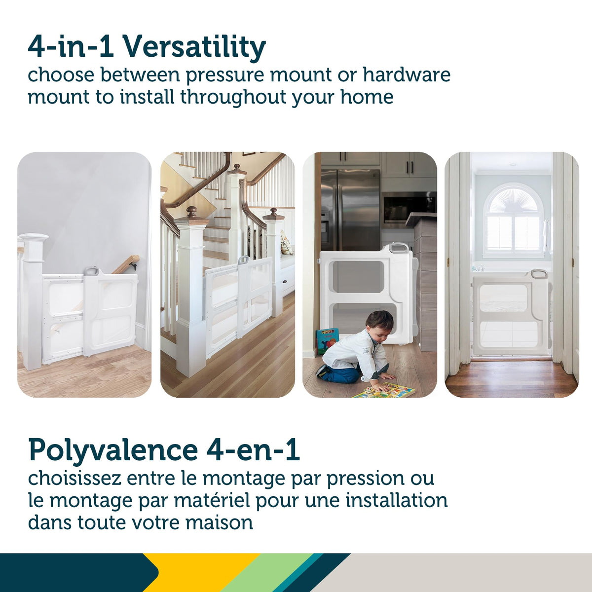 Safety 1st Perfect Fit Gate, Pressure or Hardware installed - Fits Spaces Between 28" and 42" Wide, 28" Tall. Pivoting Bumper For Uneven Openings, Solid Panel Design, Perfect for babies and Pets, White 🍁 All In One Marketplace Canada