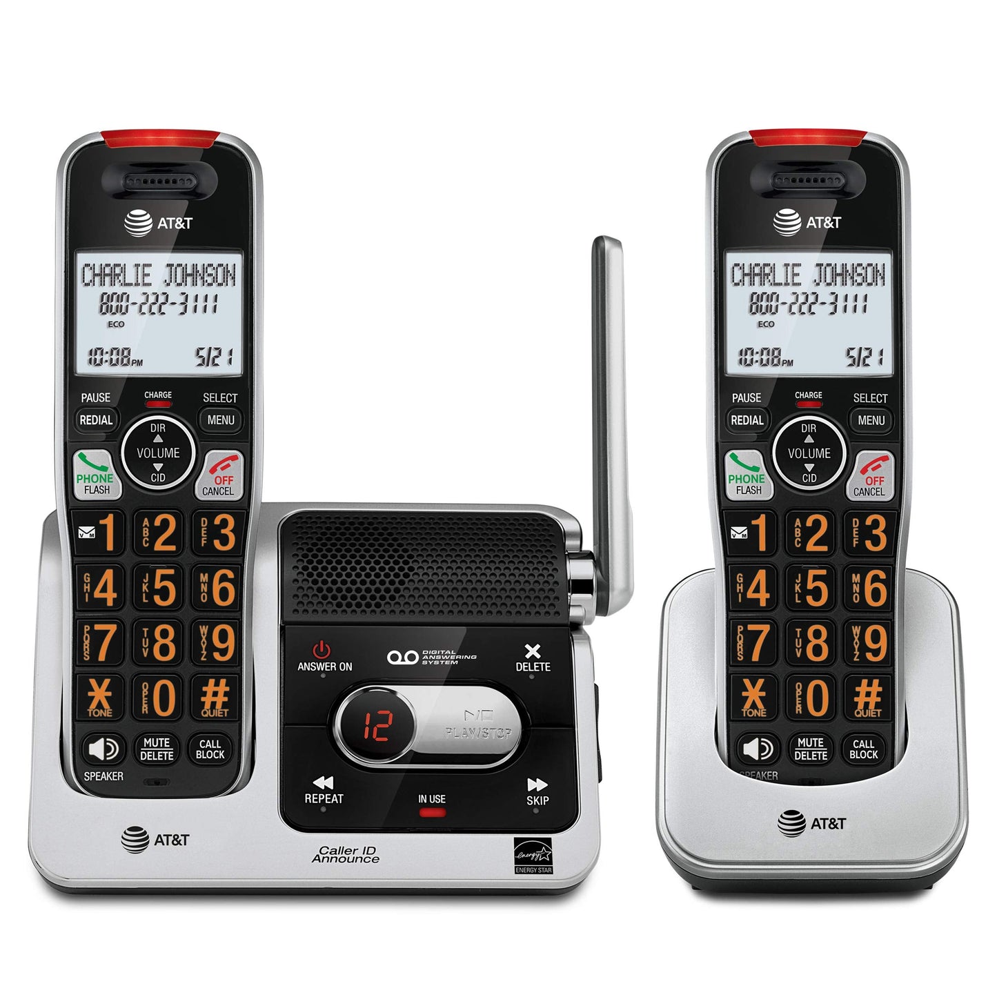 AT&T BL102-2 DECT 6.0 2-Handset Cordless Phone for Home with Answering Machine, Call Blocking, Caller ID Announcer, Audio Assist, Intercom, and Unsurpassed Range, Silver/Black 🍁 All In One Marketplace Canada