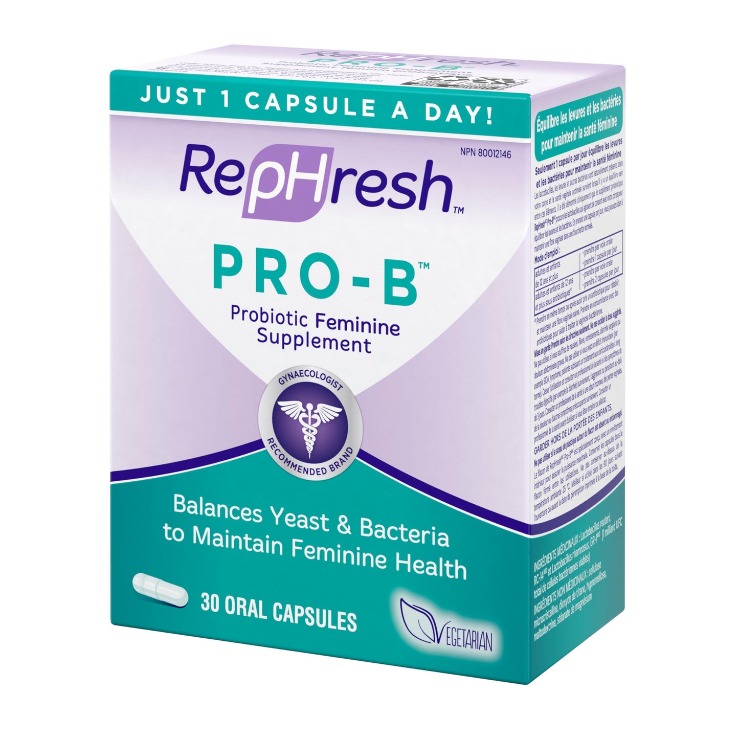 RepHresh Pro-B Probiotic Feminine Supplement, Balances Yeast and Bacteria, Womens Probiotic, Restore Healthy, Vaginal Flora with L. rhamnosus GR-1 & RC-14, 30 Oral Capsules 🍁 All In One Marketplace Canada