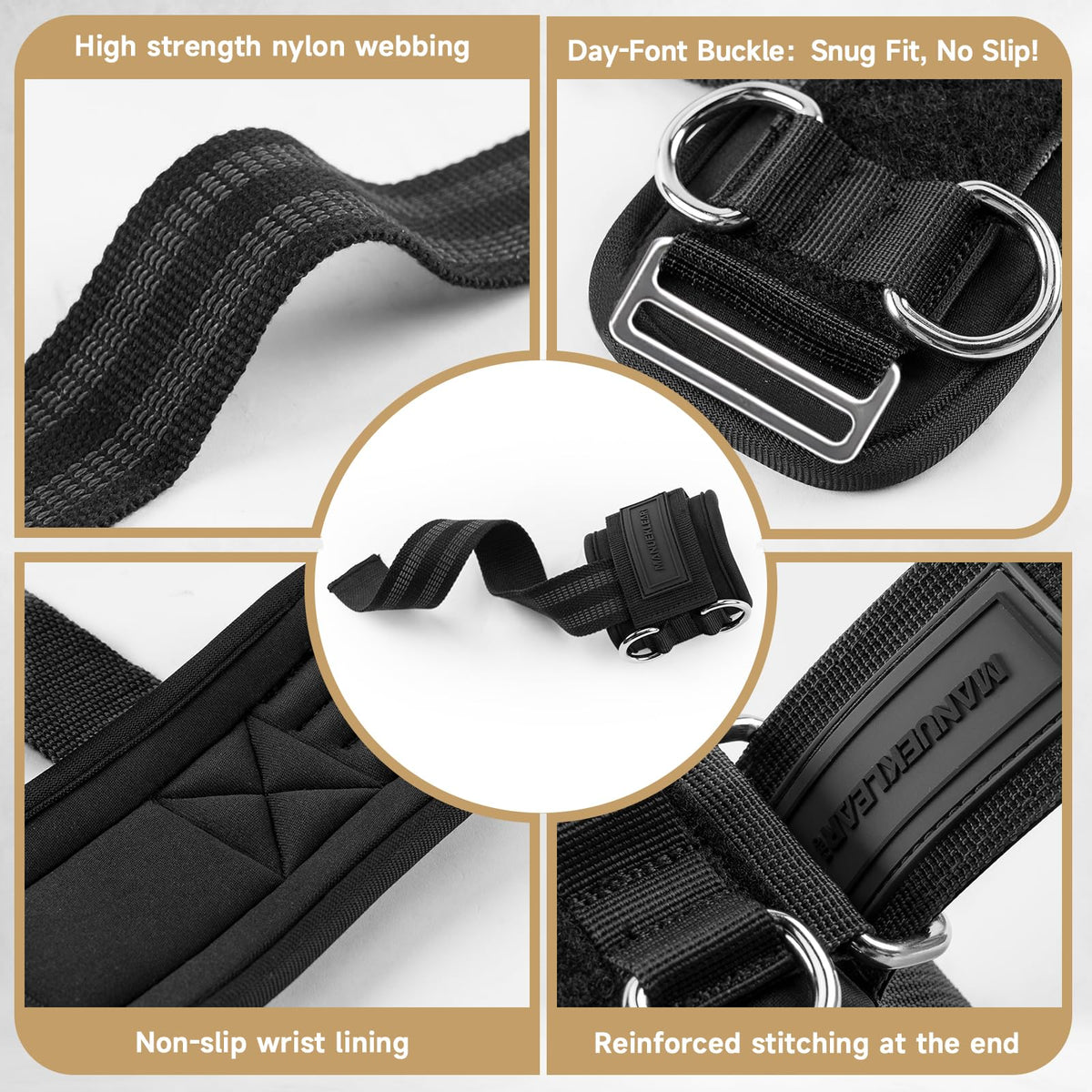 MANUEKLEAR Non-Slip Wrist Straps for Weightlifting Deadlifting, Gym Lifting Straps with D Rings for Cable Machine Workout, 10mm Neoprene Padded Weight lifting Wrist Wraps for Men Women (Black, M (6.3-7.5inch)) 🍁 All In One Marketplace Canada
