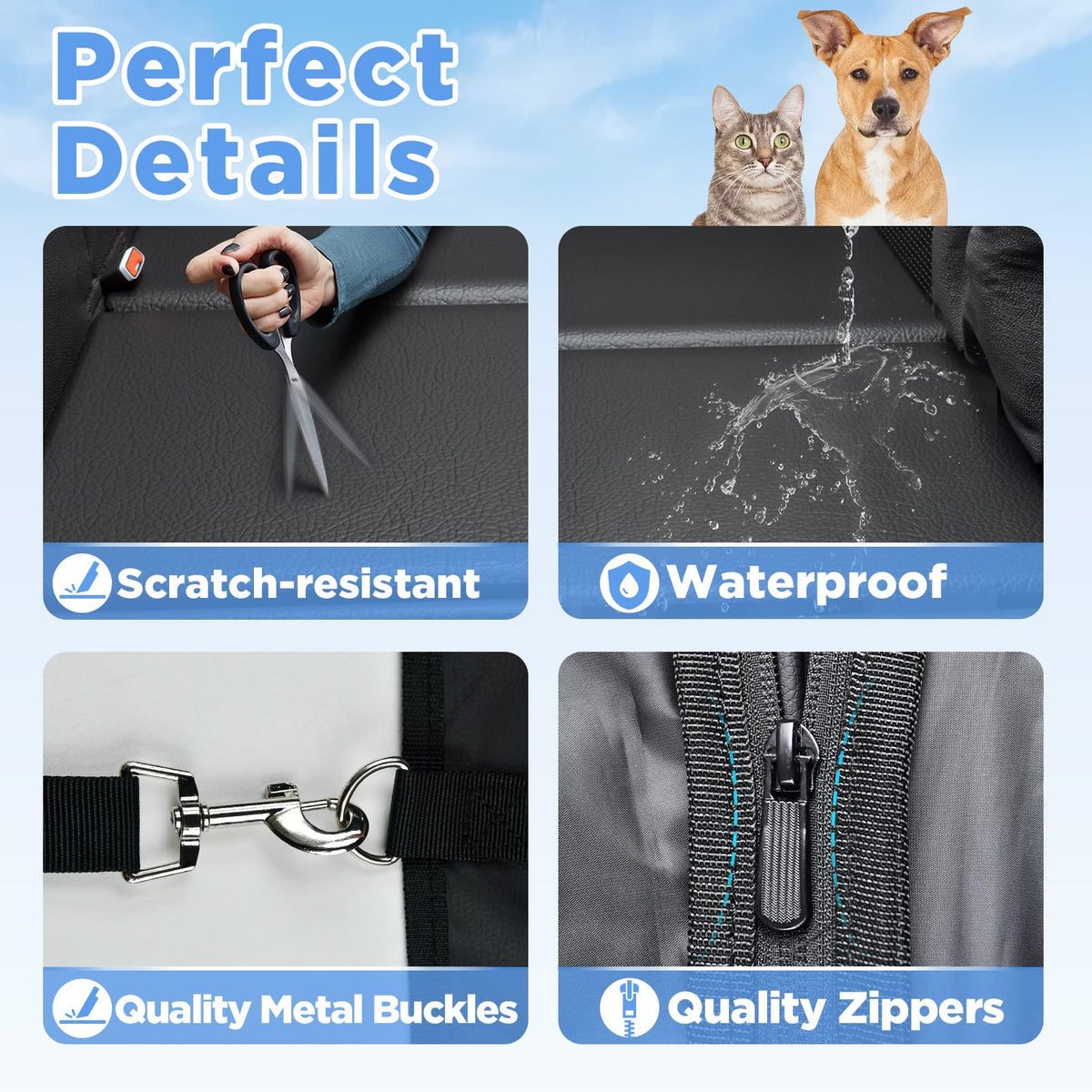MYJAQI Back Seat Extender for Dogs, Waterproof Dog Car Seat Cover with Hard Bottom, Premium PU Leather, Anti-Scratch, Non-Slip, Easy to Clean, Supports Large Dogs Up to 400 lbs 🍁 All In One Marketplace Canada