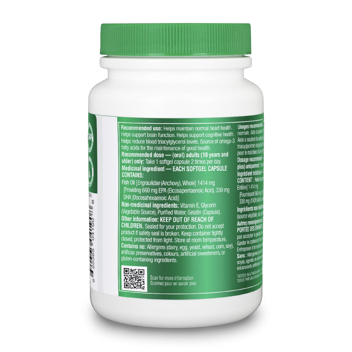 Organika Extra Strength Omega-3 Fish Oil 1414mg – High DHA (330mg) and EPA (660mg) Formula for Cognitive, Brain & Heart Health – No Fishy Aftertaste, Sustainably Sourced – 60 Softgels 🍁 All In One Marketplace Canada