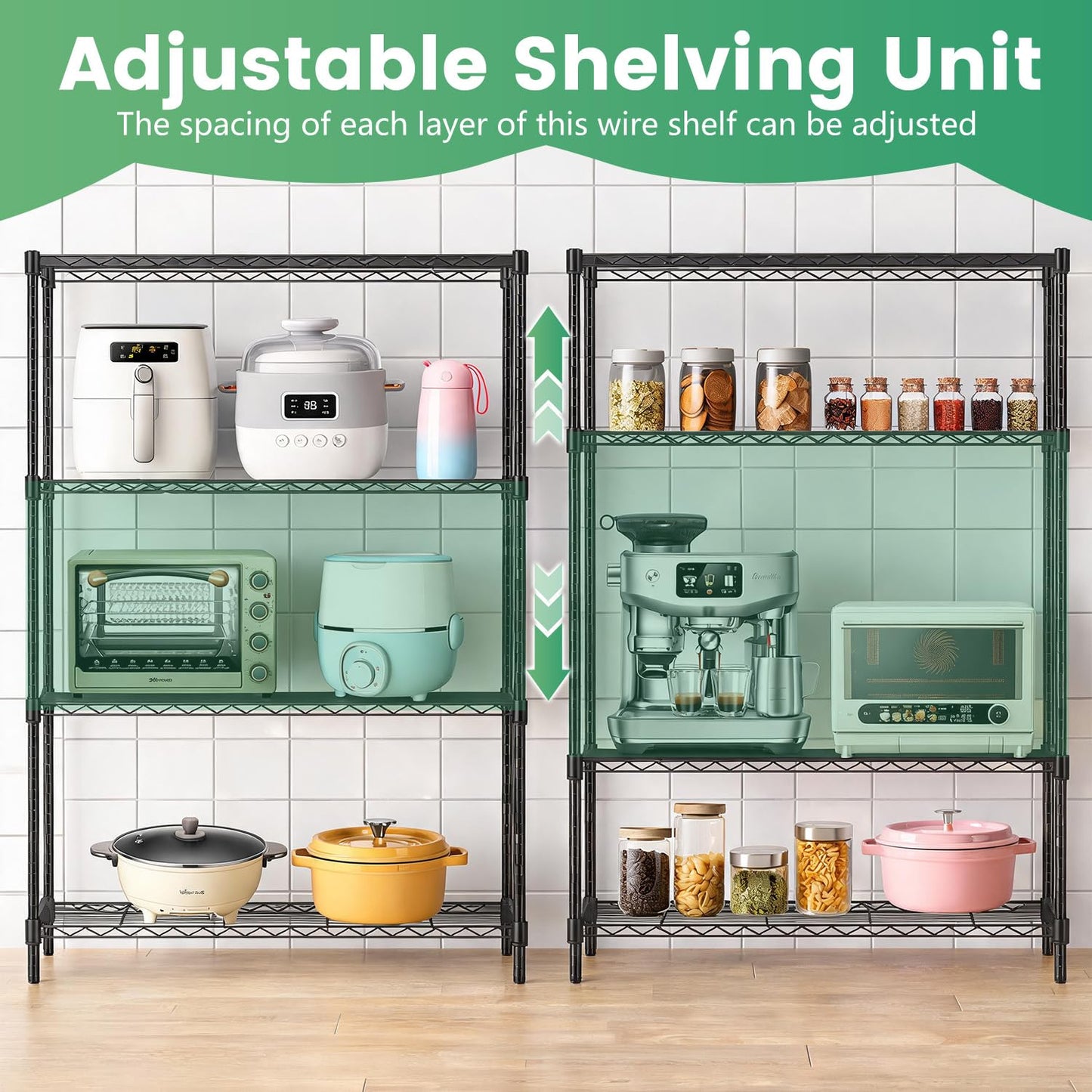 FDW Storage Shelves,Wire Shelving Unit Metal Shelves Heavy Duty Layer Rack Storage Rack Adjustable Utility (Black, 36" x 14" x 54") 🍁 All In One Marketplace Canada