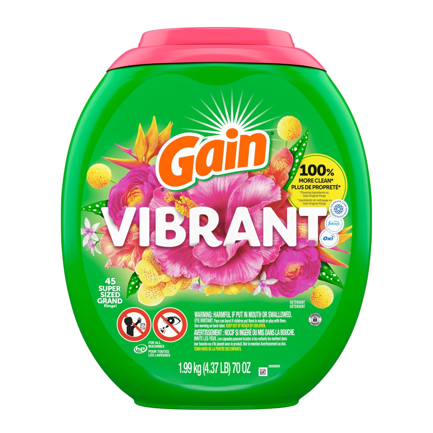 Gain Super Flings Laundry Detergent Pacs, 45 Count, Vibrant, irresistibly clean and fresh 🍁 All In One Marketplace Canada