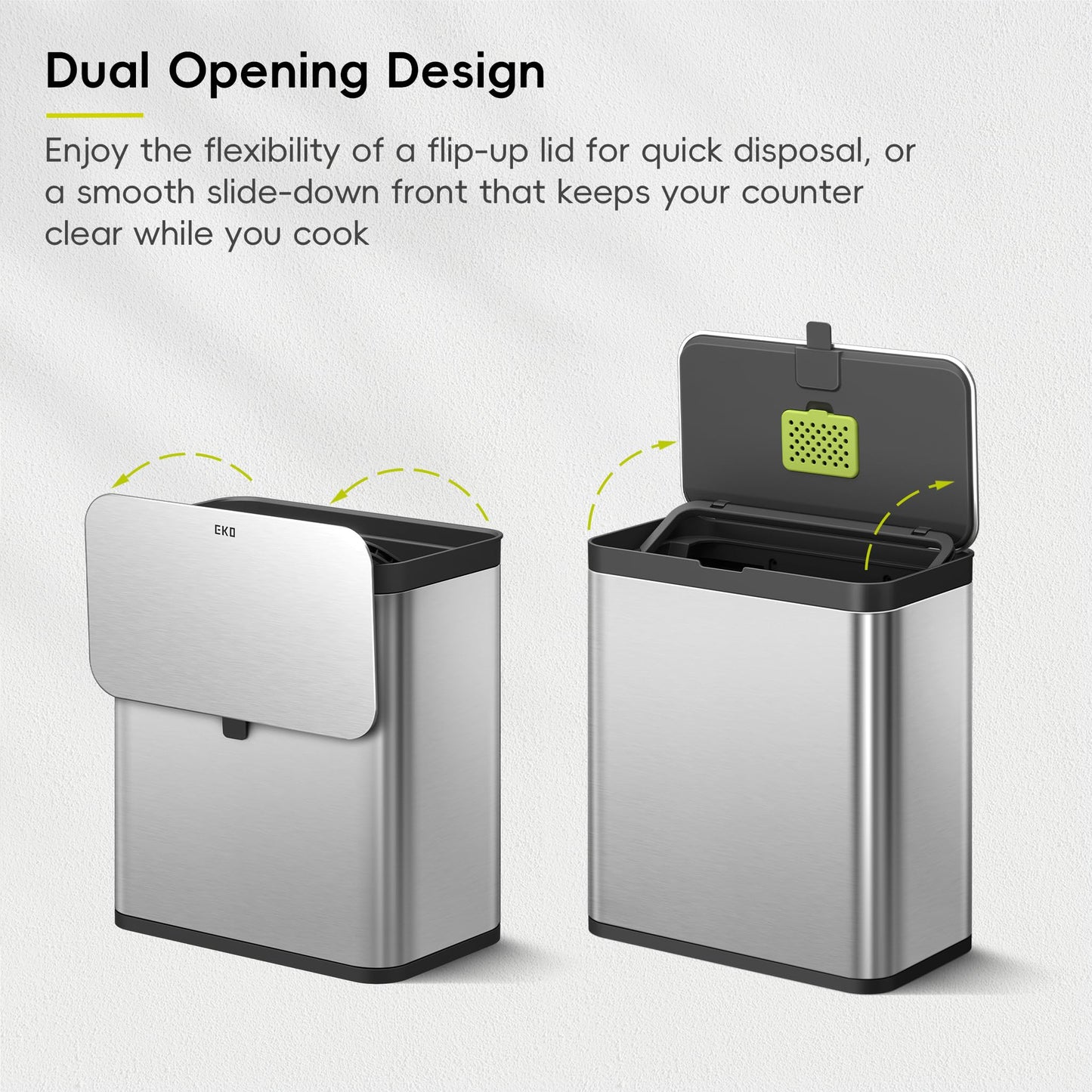 EKO Kitchen Compost Bin, 7L / 1.85 Gal Stainless Steel with Removable Inner Bucket and Deodorizer Compartment, 2-in-1 Countertop Compost Bin with Lid, Food Waste Caddy for Kitchen (MMT & Black Finish) 🍁 All In One Marketplace Canada