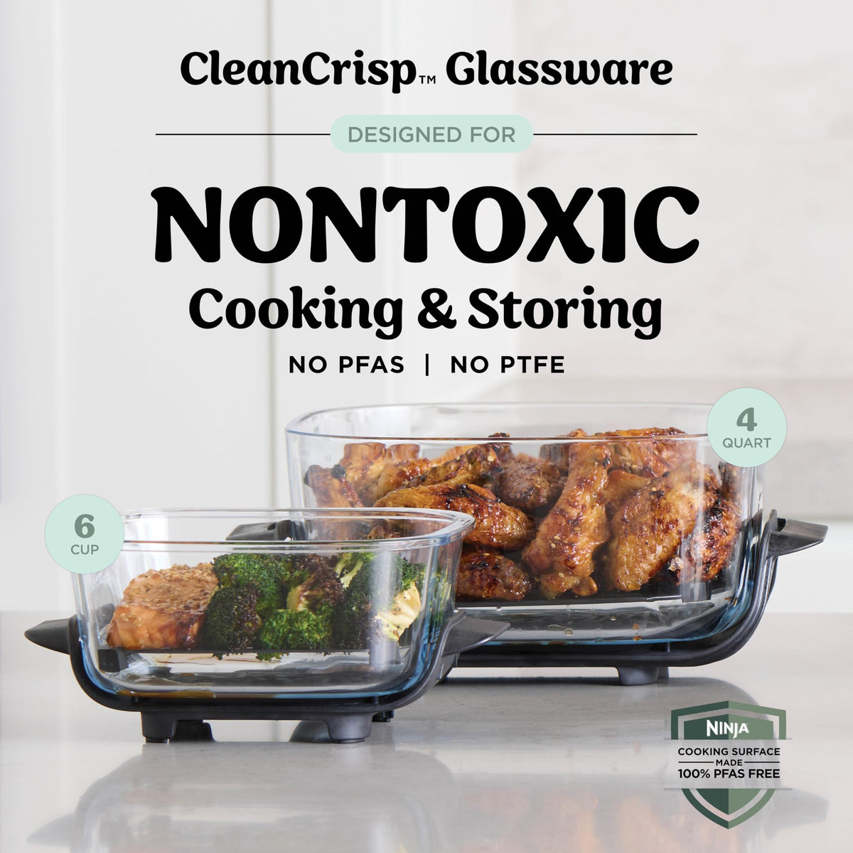 Ninja Crispi Portable Glass Air Fryer Cooking System – 4-Qt & 6-Cup CleanCrisp Containers, Nontoxic, Leak-Proof, Dishwasher Safe – Air Fry, Bake, Max Crisp, Recrisp FN101CGN (Canadian Version) 🍁 All In One Marketplace Canada