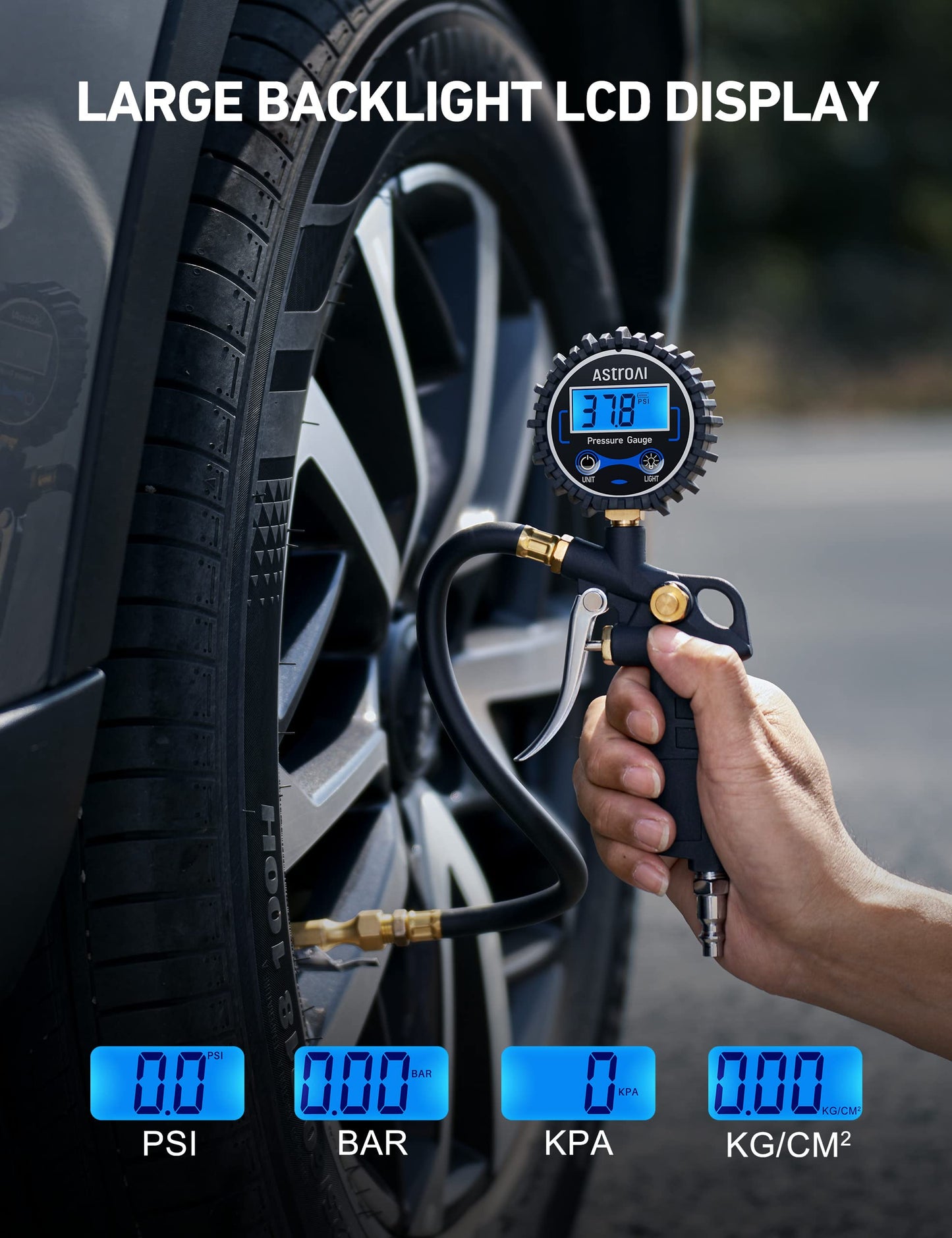 AstroAI Digital Tire Inflator with Pressure Gauge 250 PSI, Heavy Duty Air Compressor Accessory with Precision Air Chuck, Backlit LCD, 4 Unit Settings, Compatible with Car, Truck, SUV & Motorcycle 🍁 All In One Marketplace Canada