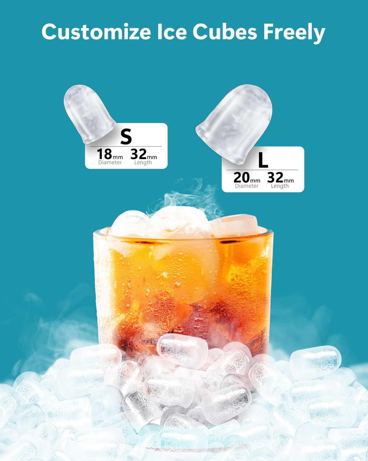 EUHOMY Countertop Ice Maker, 26.5 lbs/24H Portable Ice Machine with Ice Scoop & Basket, Fast 6-10 Mins Ice Making, 2 Ice Sizes, Ideal for Home, Kitchen, RV, Party 🍁 All In One Marketplace Canada
