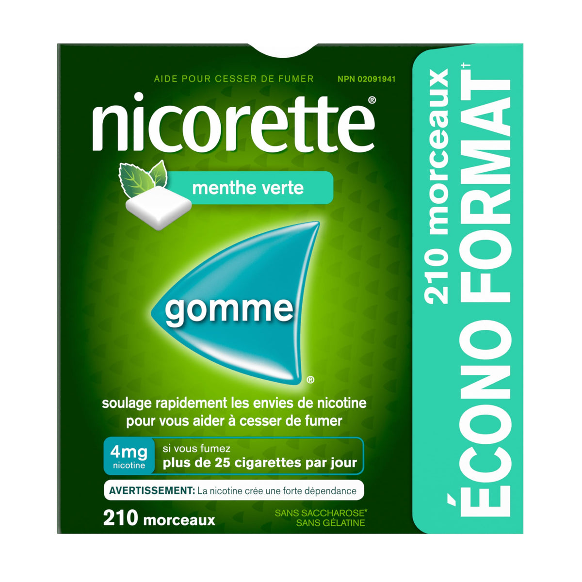 Nicorette Gum, Nicotine 4 Mg, Spearmint Flavour, Quit Smoking Aid And Smoking Cessation Aid, 210 Count 🍁 All In One Marketplace Canada