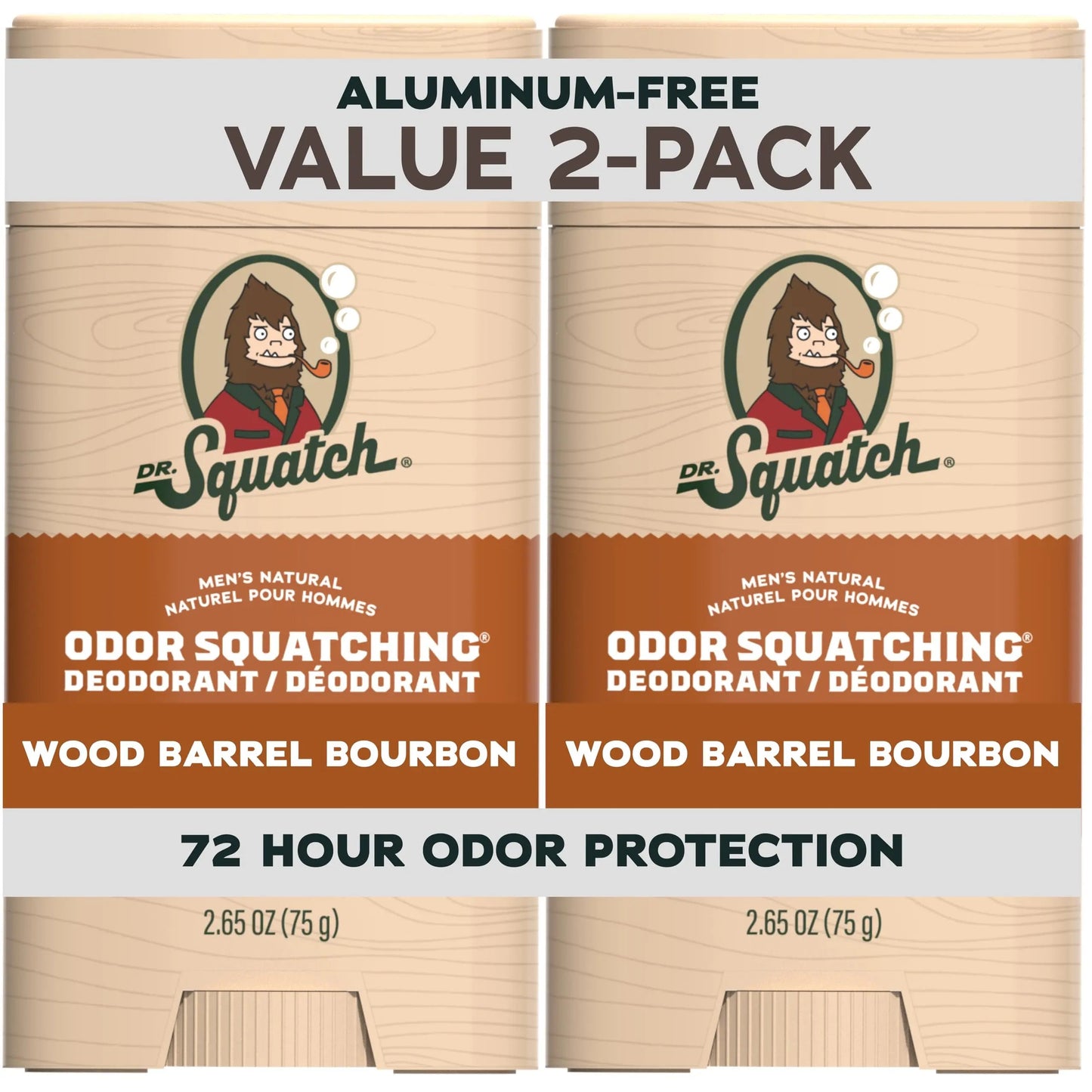 Dr. Squatch Natural Men’s Deodorant – Aluminium Free Natural Deodorant For Men with Charcoal & Postbiotics for 72-Hour Odor Protection – Wood Barrel Bourbon, 2.65oz Stick (2-pack) 🍁 All In One Marketplace Canada