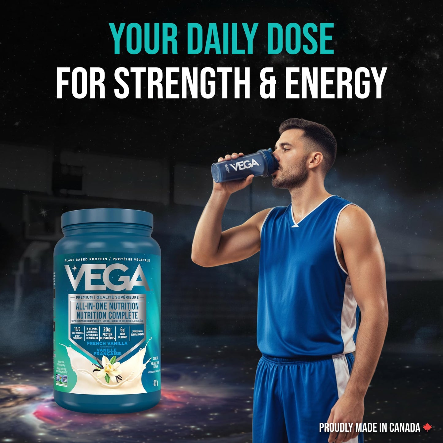 Vega Premium All-in-One Nutrition Protein Powder – 20g Plant-Based Vegan Protein, Vitamins & Probiotics, Vanilla, 827g (20 Servings) 🍁 All In One Marketplace Canada