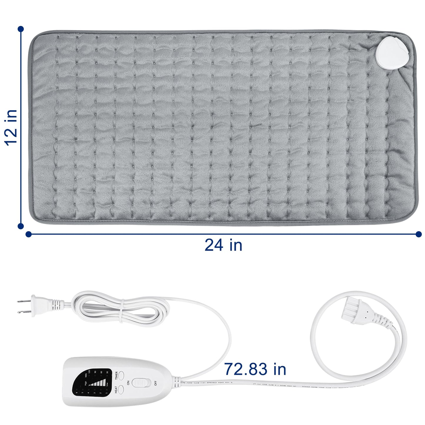 24"x12" Heating Pad, Electric Heating Pad for Dry & Moist Heat, Electric Heat Pad with Multiple Temp & Timer Settings, Auto Off, Silver Gray 🍁 All In One Marketplace Canada