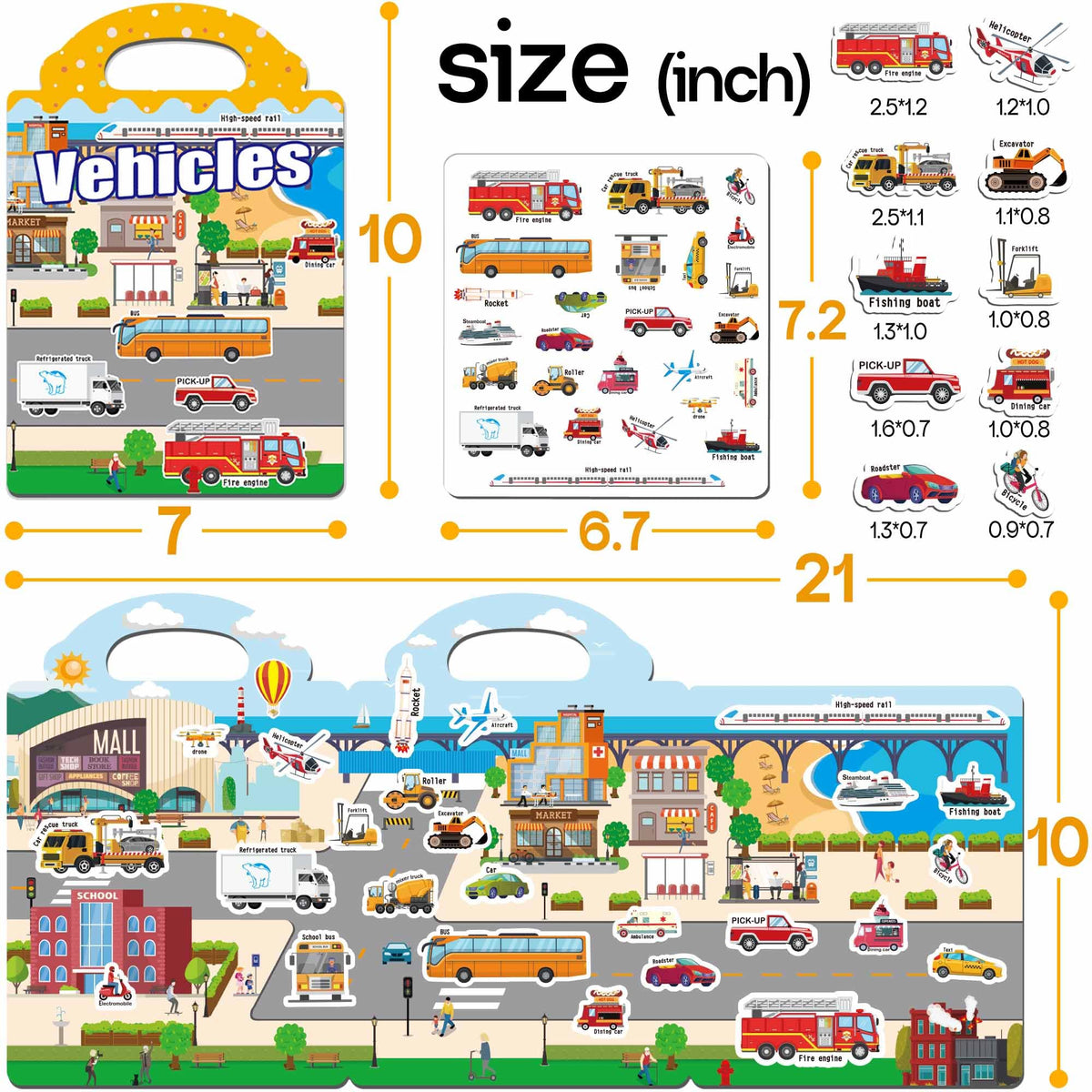 iGetooy Reusable Sticker Book, 6 Sets Sticker Book for Kids, Jelly Stickers for Kids, Vehicles, Animals, Ocean, Dinosaurs, Supermarket, Human Body 🍁 All In One Marketplace Canada