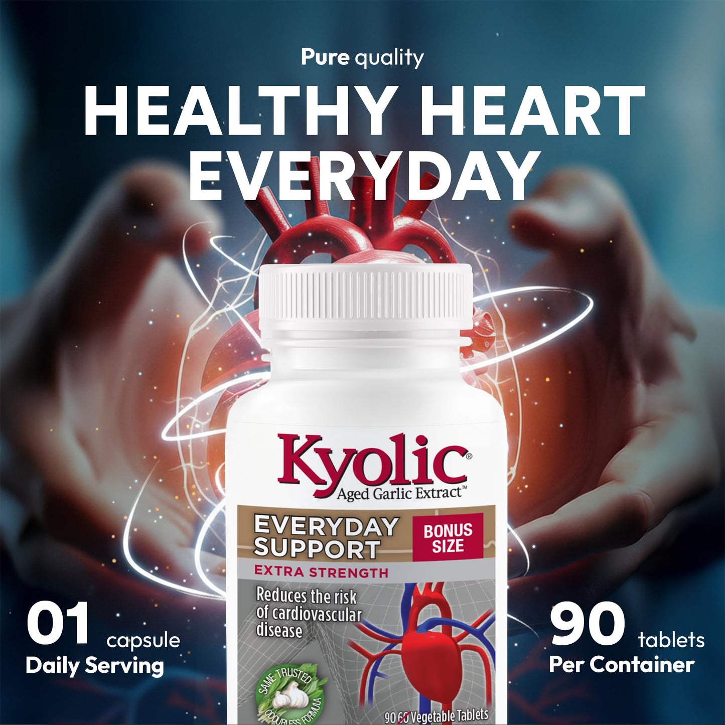 Kyolic Odourless Aged Garlic Extract - 90 Tablets Extra Strength 1000mg - Cardiovascular Supplement - Kyolic Cardiovascular Health -Garlic Extract Supplement - 90 Day-Supply 🍁 All In One Marketplace Canada