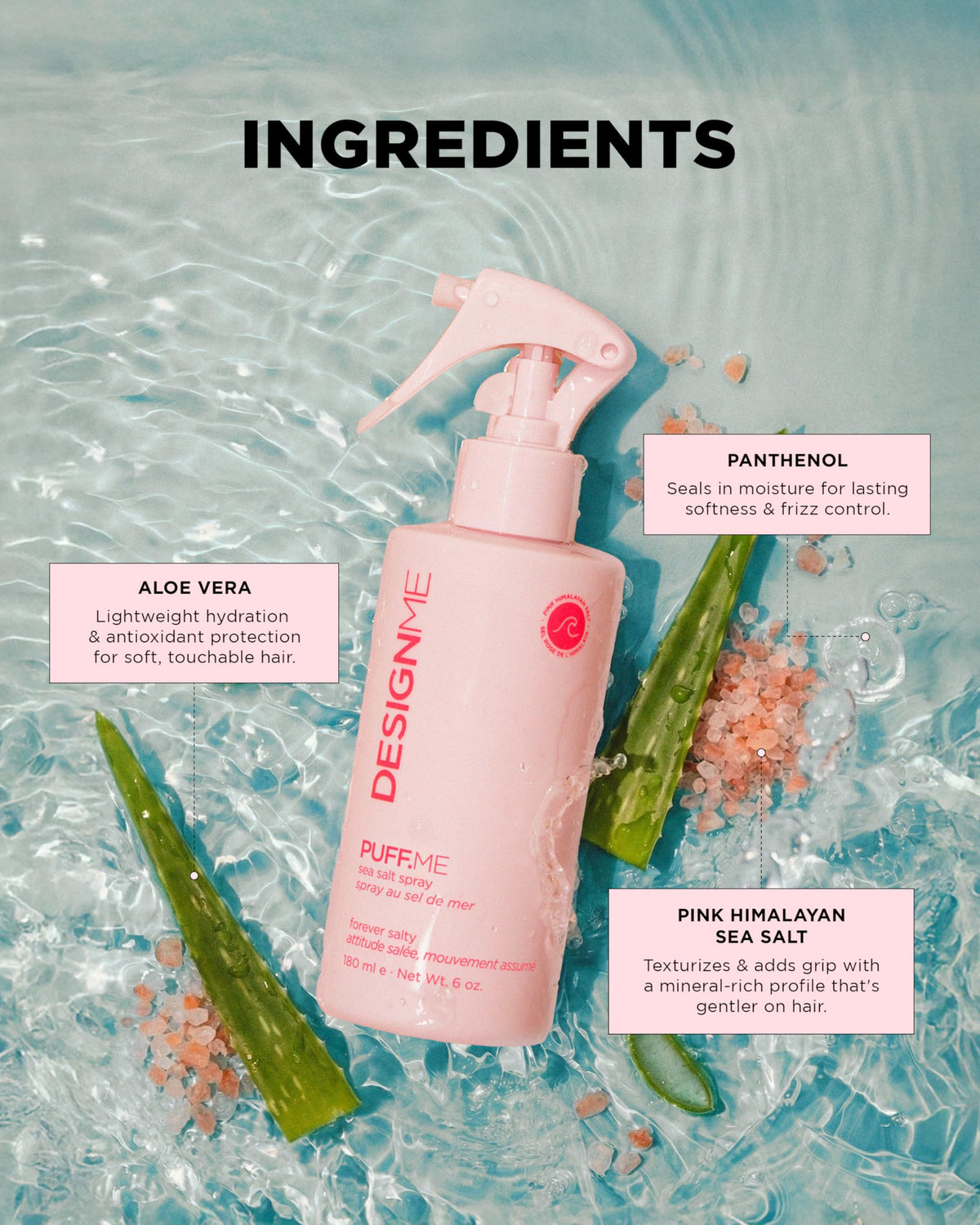 DESIGNME PUFF.ME Sea Salt Spray | Sea Salt Texture Spray for Beach Waves, Volume & Tousled Texture | Soft Hold, Lightweight Hydration & Non-Drying Sea Salt Hair Spray for Women 🍁 All In One Marketplace Canada