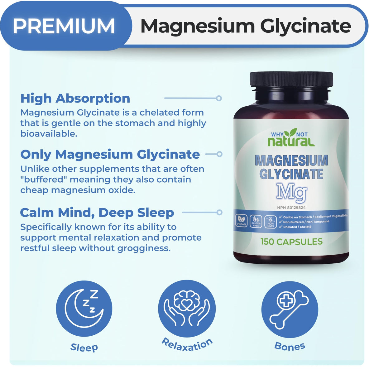 Magnesium Glycinate Capsules Supplement - Vegan, No Filler - Supports Sleep and Relaxation 🍁 All In One Marketplace Canada