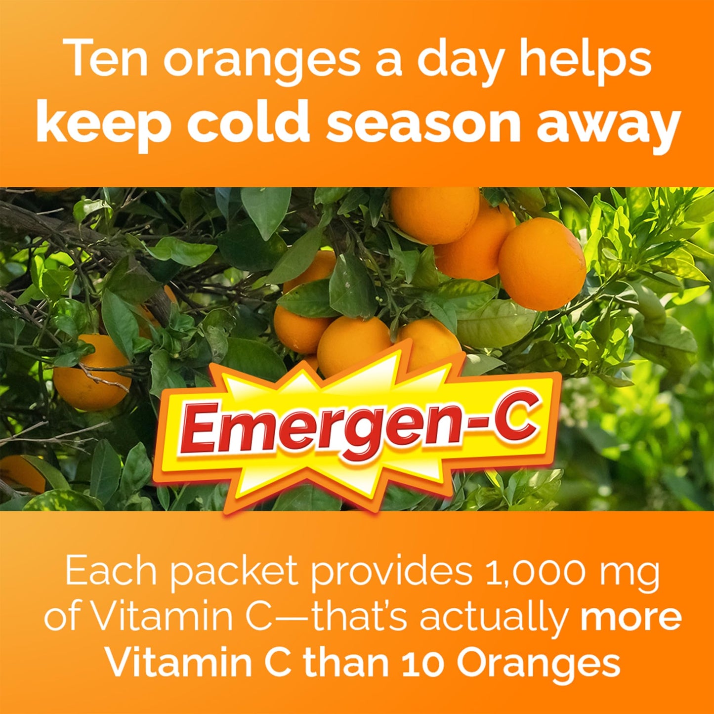 Emergen-C® Super Orange (30 Count), 1000mg Vitamin C / Electrolytes / B Vitamins Mineral Supplement 🍁 All In One Marketplace Canada