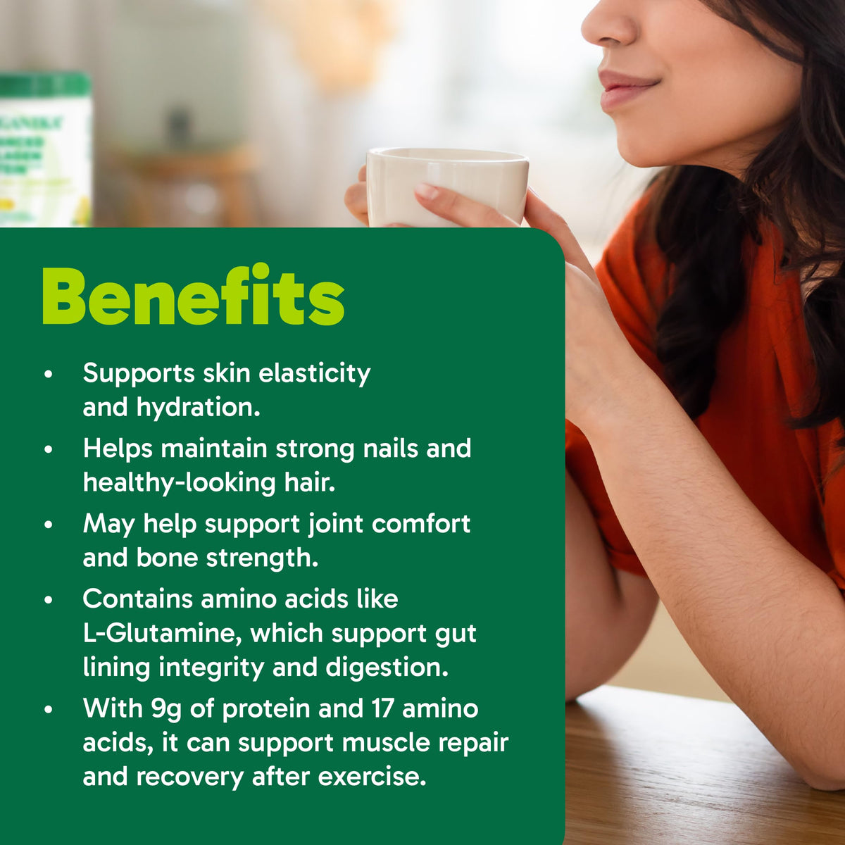 Organika Canadian-Made Enhanced Collagen Protein Powder- Lemon - For Healthy Hair, Skin, Nails, Joints - Hydrolyzed Peptides For Better Absorption – Grass-Fed, Non-GMO - 252g 🍁 All In One Marketplace Canada