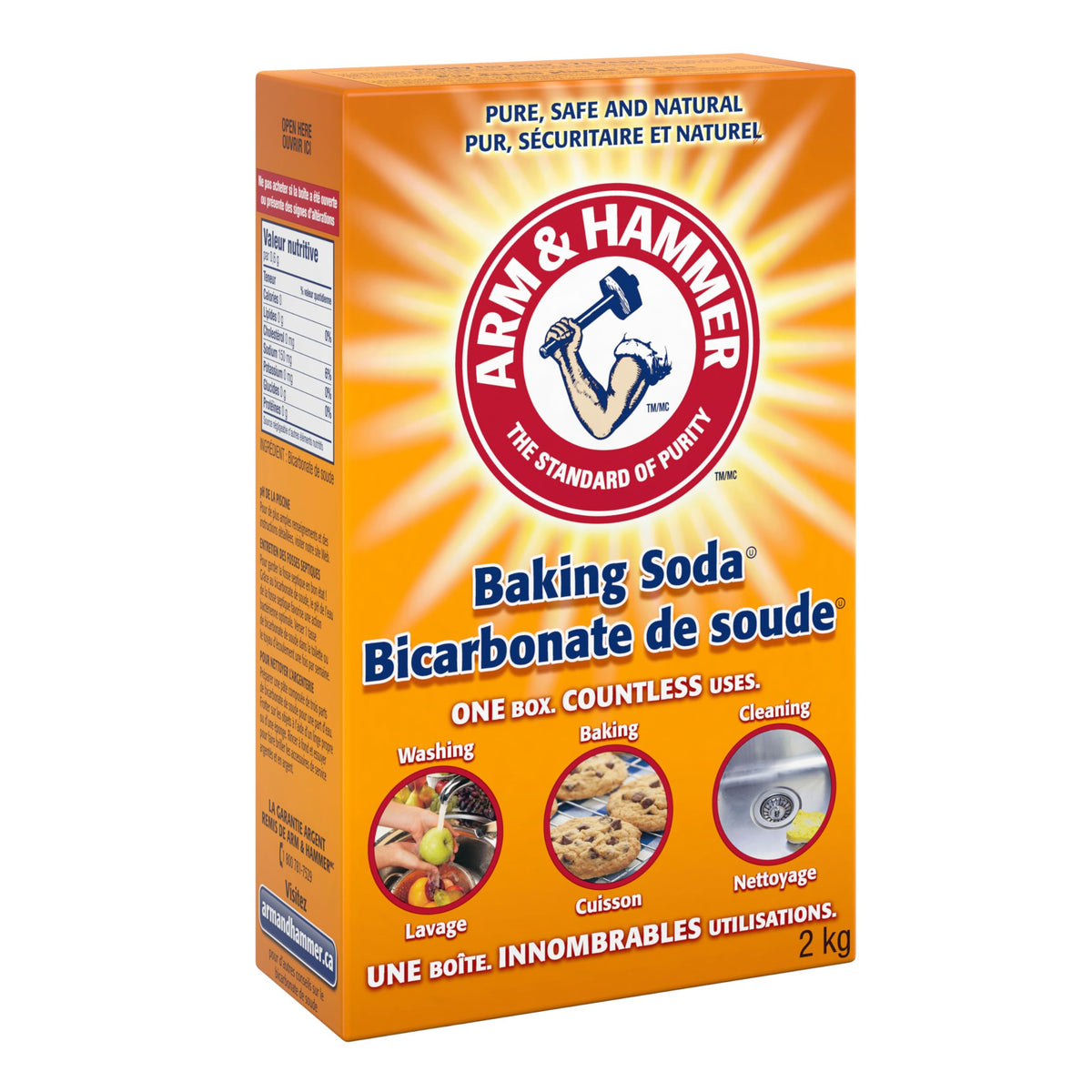 Arm & Hammer Pure Baking Soda – Multi-Purpose Cleaner, Natural Odour Eliminator & Baking Essential – Large Value Size – 2 kg (Pack of 1) 🍁 All In One Marketplace Canada