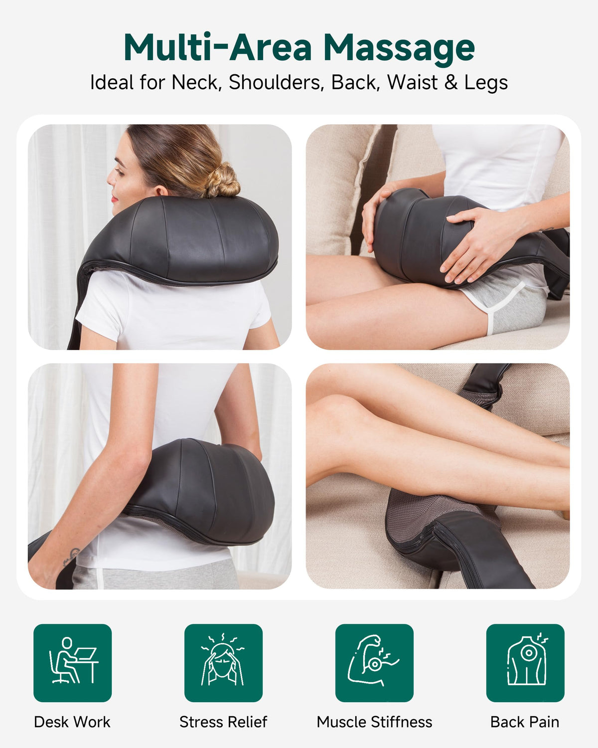 Snailax Shiatsu Neck Massager with Heat, 8 Kneading Nodes for Shoulders 🍁 All In One Marketplace Canada