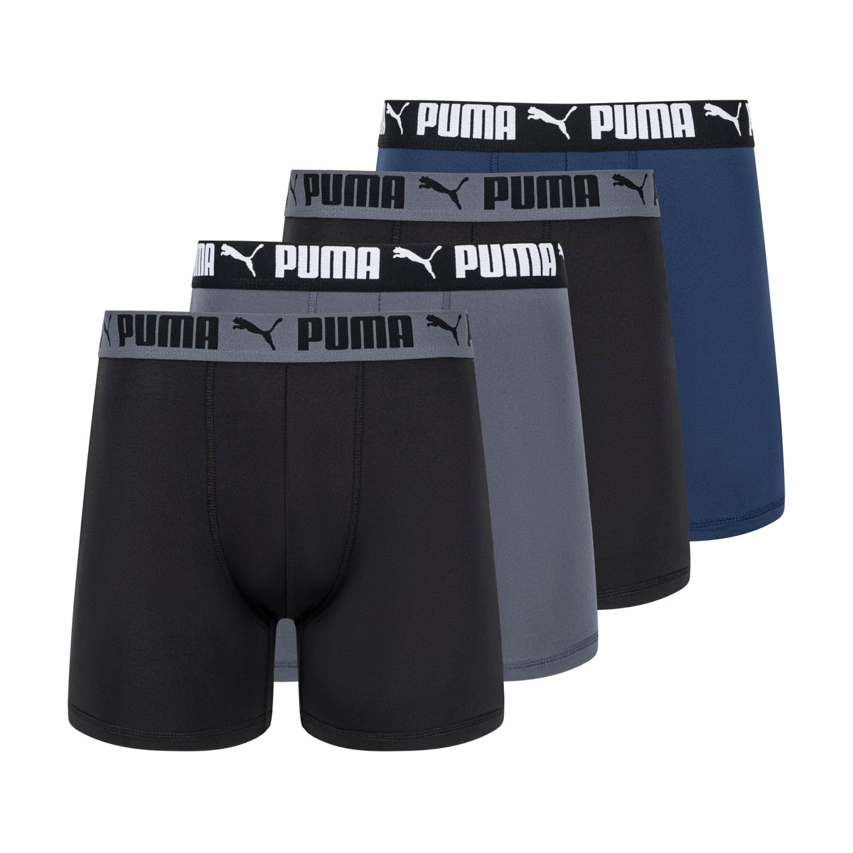Puma Men's 4 Pack Active Stretch Boxer Briefs, Blue/Black/Gray, X-Large 🍁 All In One Marketplace Canada
