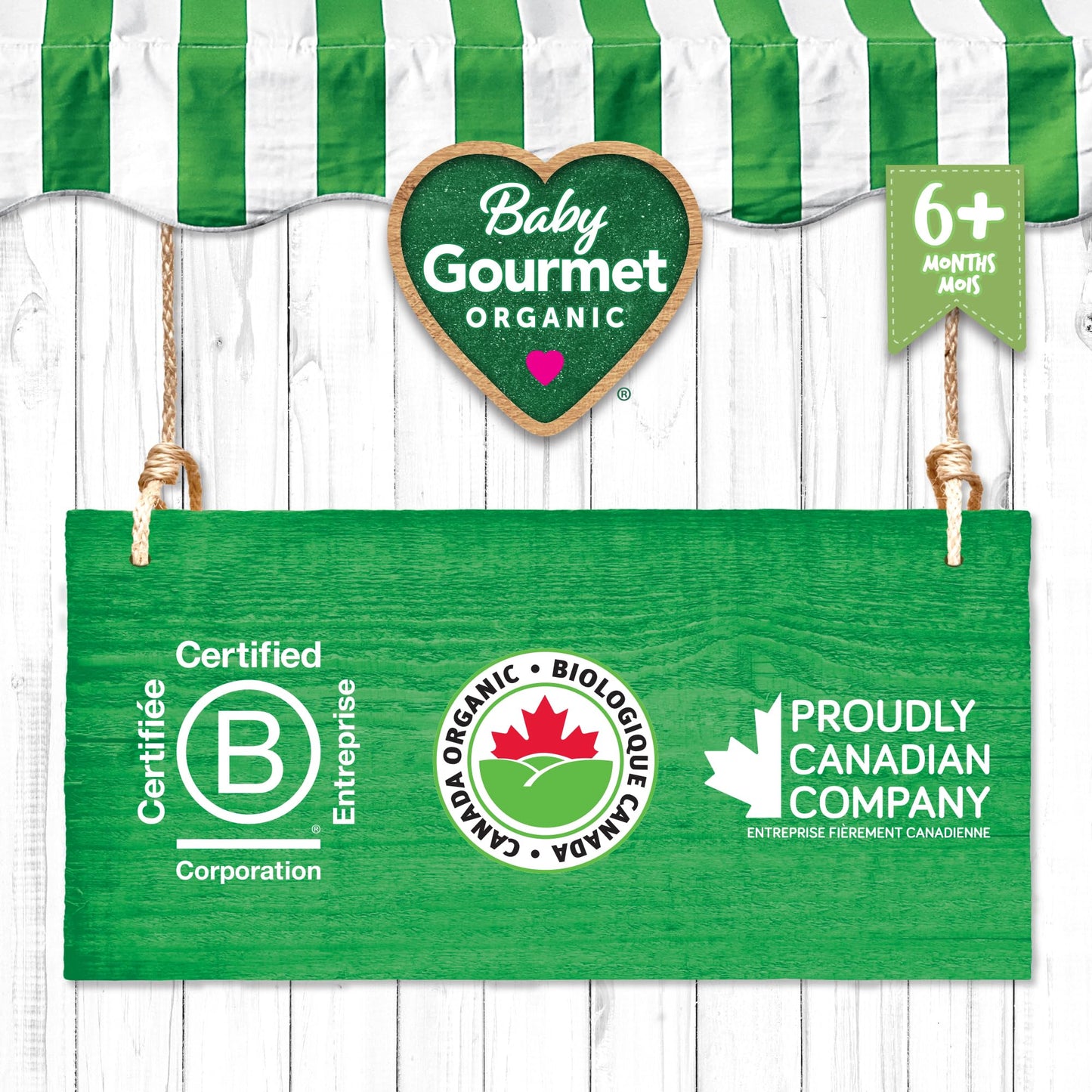 Baby Gourmet Juicy Pear & Garden Greens Purée, 12 × 128 mL Pouches | 6 Months+ | Organic Baby Food | No Added Sugar or Salt | Made in Canada 🍁 All In One Marketplace Canada