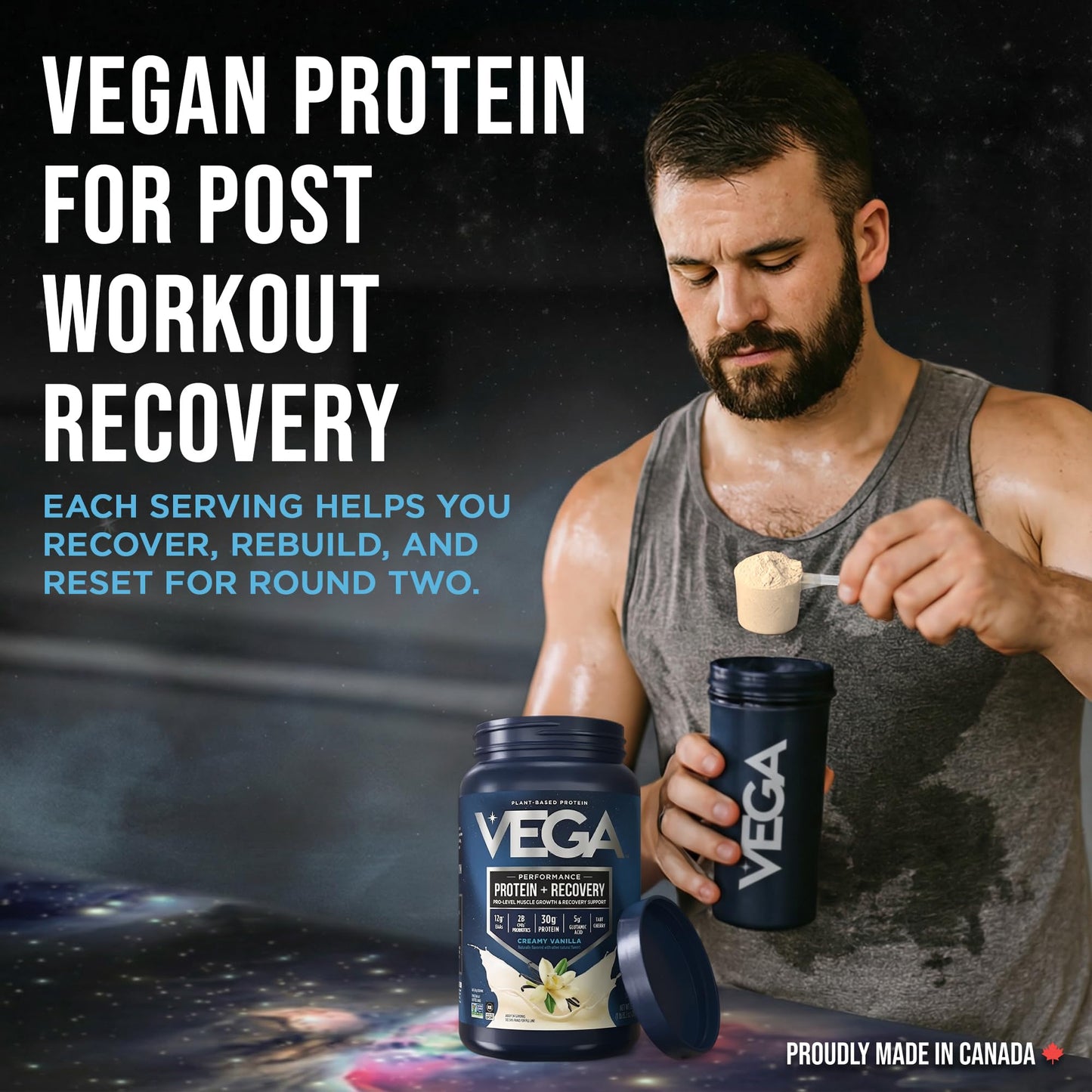 Vega Protein + Recovery, Vanilla – 30g Vegan Protein, Dairy & Gluten Free, Probiotics, NSF Certified, 830 g (20 Servings) 🍁 All In One Marketplace Canada