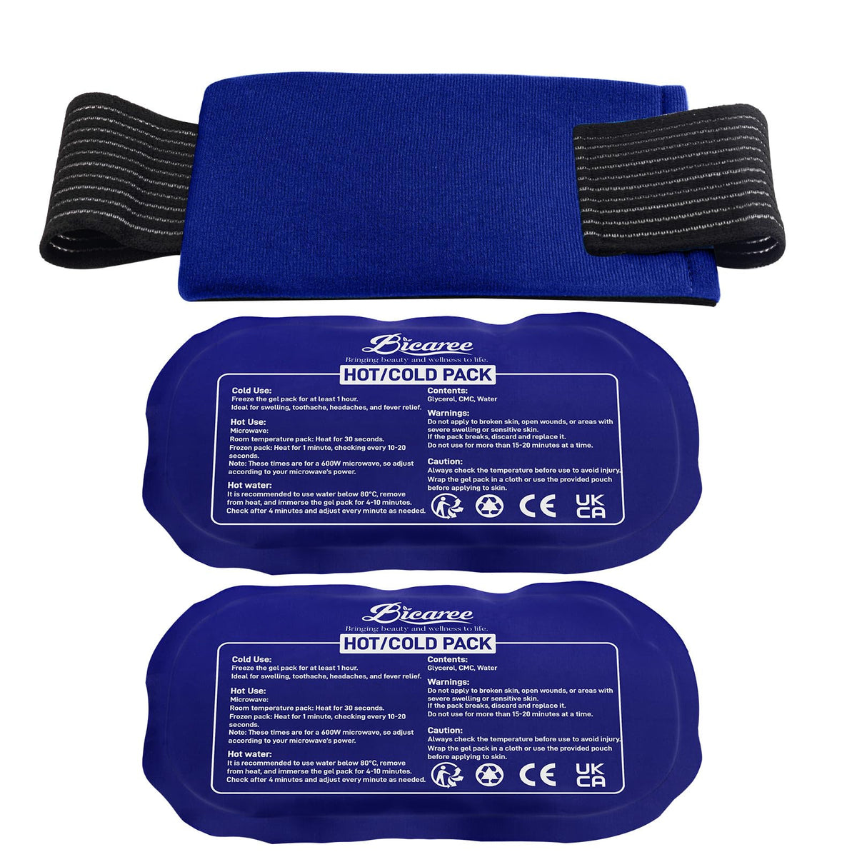BICAREE Cold Gel Ice Packs Reusable for Injuries, Cold Compress - Relieves Muscle Pain, Sports Injury Recovery, Reduces Swellin (3-Piece Set) 🍁 All In One Marketplace Canada