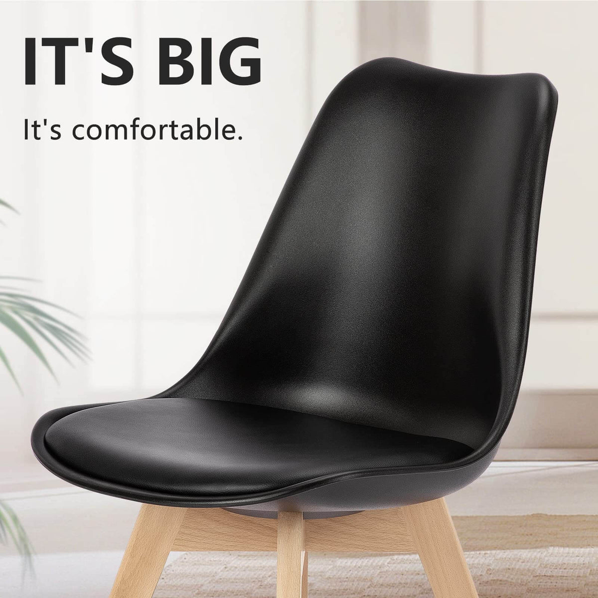 PU Leather Upholstered Dining Chairs with Wood Legs, Set of 4, Black and White (United States Delivery Only)
