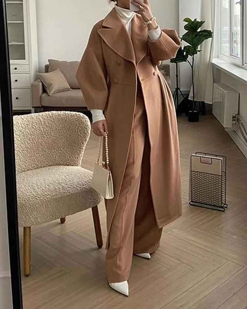 Women’s Vintage Lantern Sleeve Jacket – Oversized Lapel Collar Elegant Casual Coat