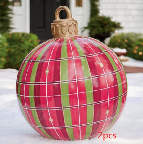 Giant Inflatable 60cm Christmas Ball Ornaments, Outdoor Waterproof PVC Ornament Ball, Holiday Decor, Pack Options