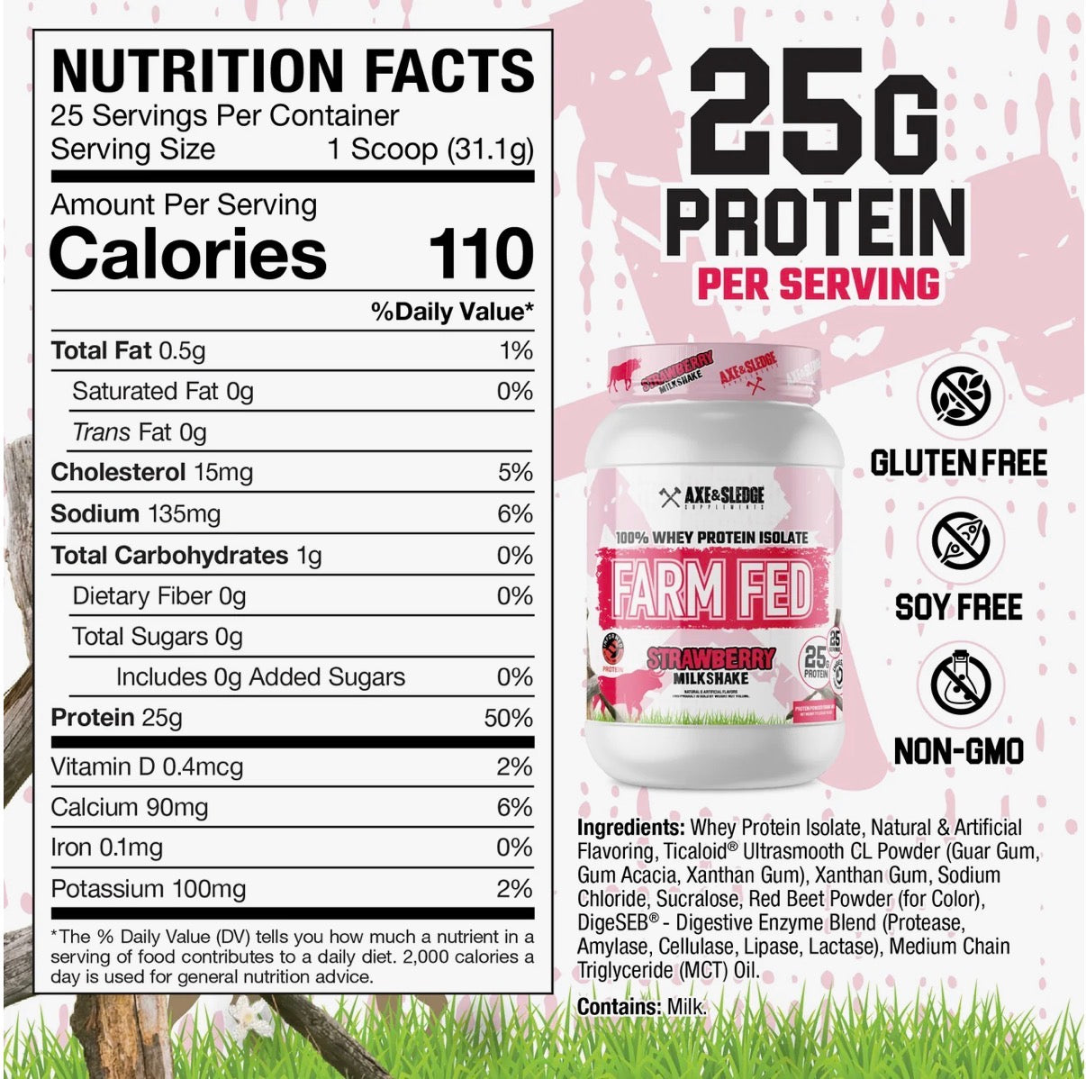 Axe & Sledge Farm Fed Whey Isolate Protein Powder