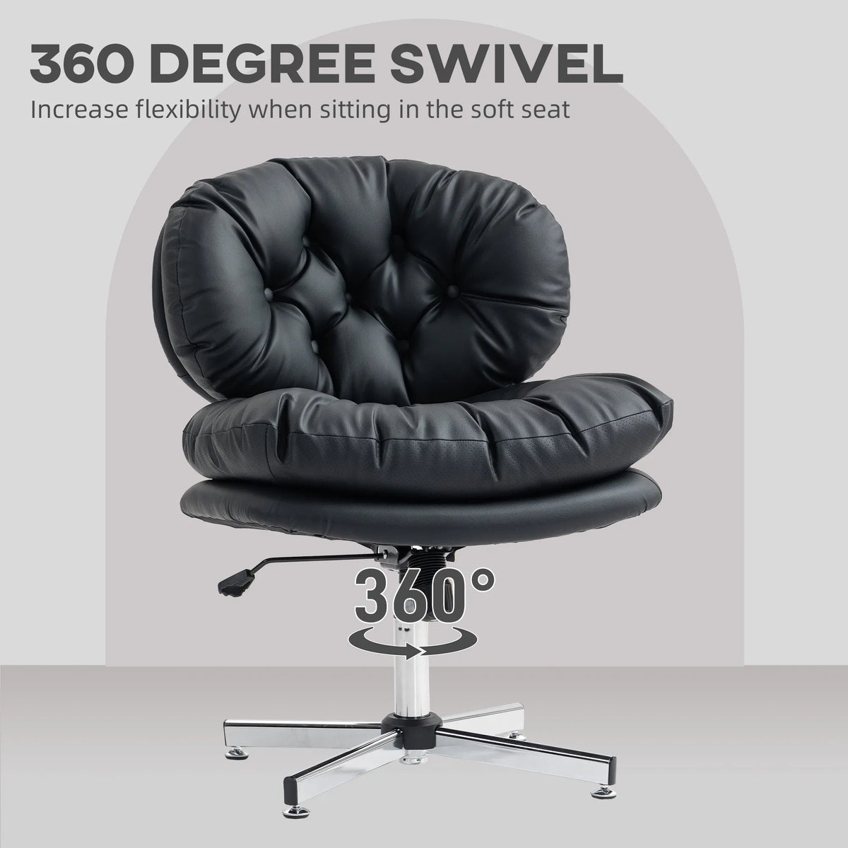 Black Armless Office Chair – Wide Padded Computer Desk Chair with Adjustable Height (United States & Canada Delivery Only)