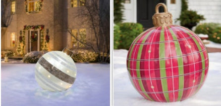 Giant Inflatable 60cm Christmas Ball Ornaments, Outdoor Waterproof PVC Ornament Ball, Holiday Decor, Pack Options
