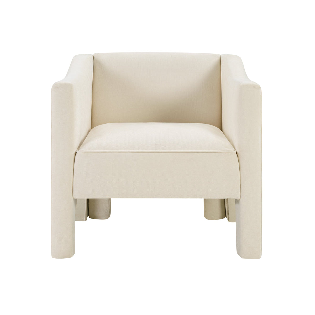 Beige Chenille Barrel Accent Chair with Wraparound Arms (United States Delivery Only)